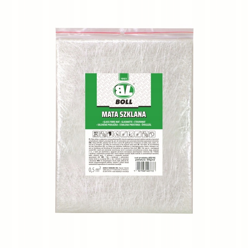 BOLL MATA SZKLANA 450G/M2 , WYMIAR 0,5M2 / BOLL
