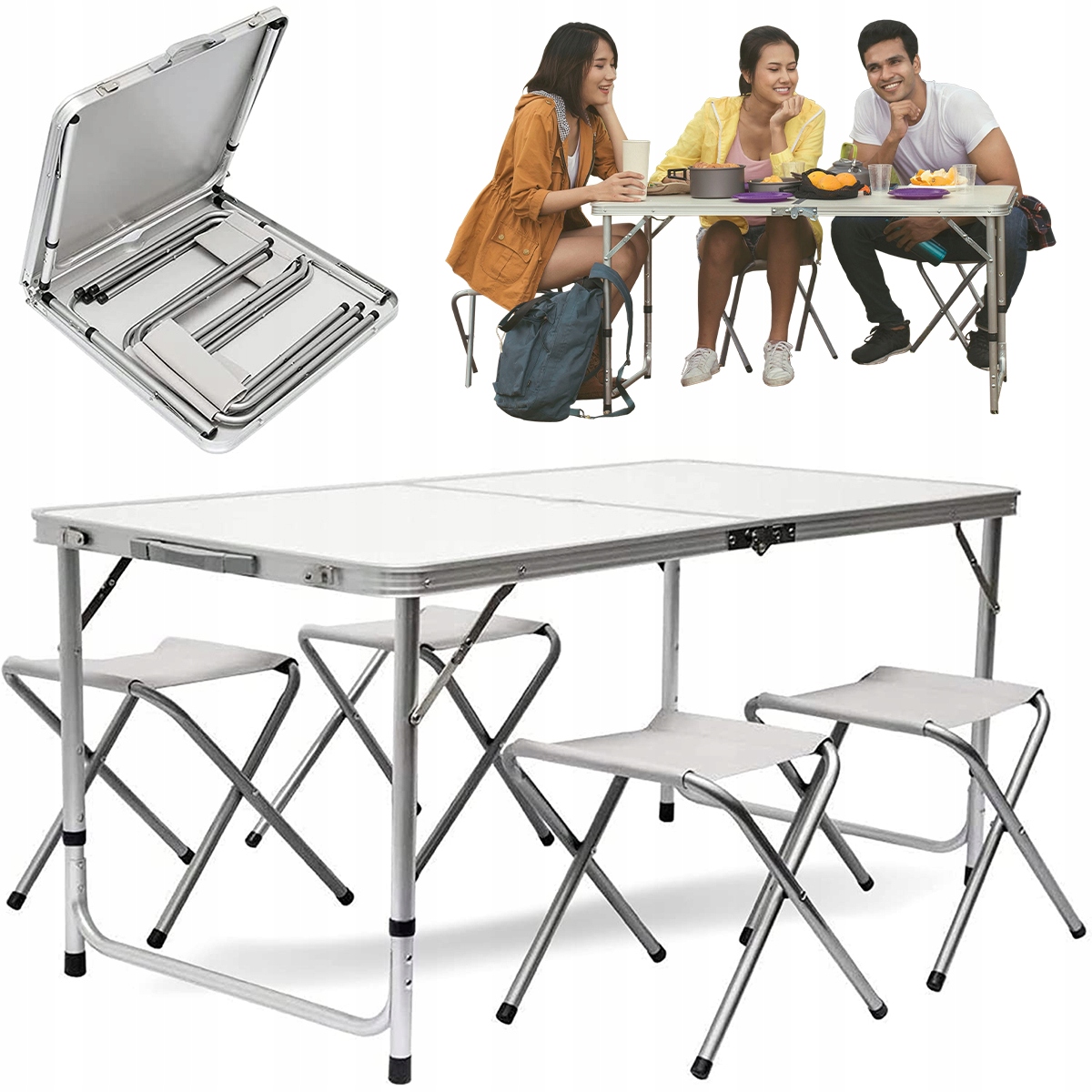 

Zestaw Turystyczny Stół Składany 4 Krzesła Walizka