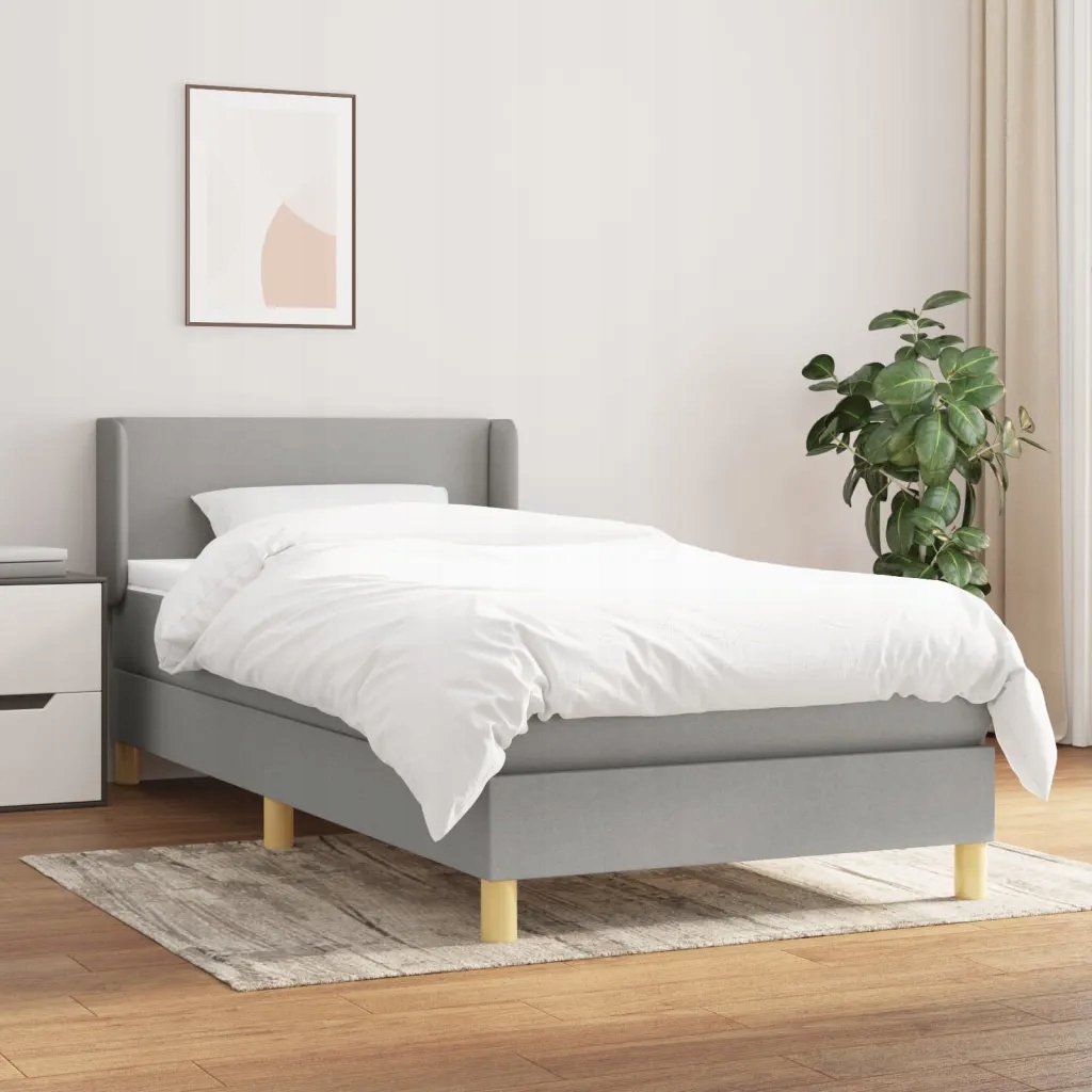 Box spring postel s matrací světle šedý 100 x 200 cm textil Šedá 3130089