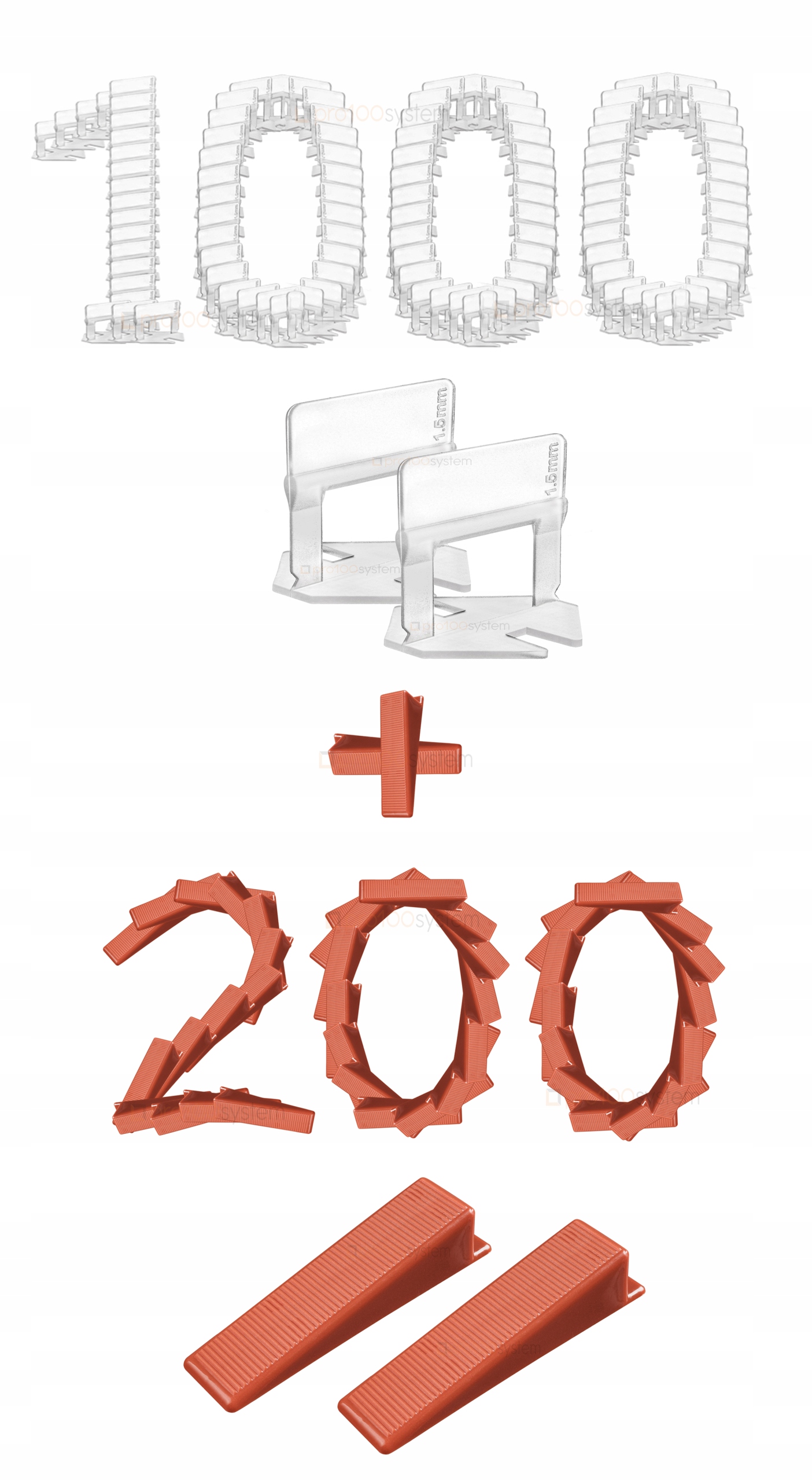 

Zestaw 1000 Klipsów 200 Klinów 1,5mm