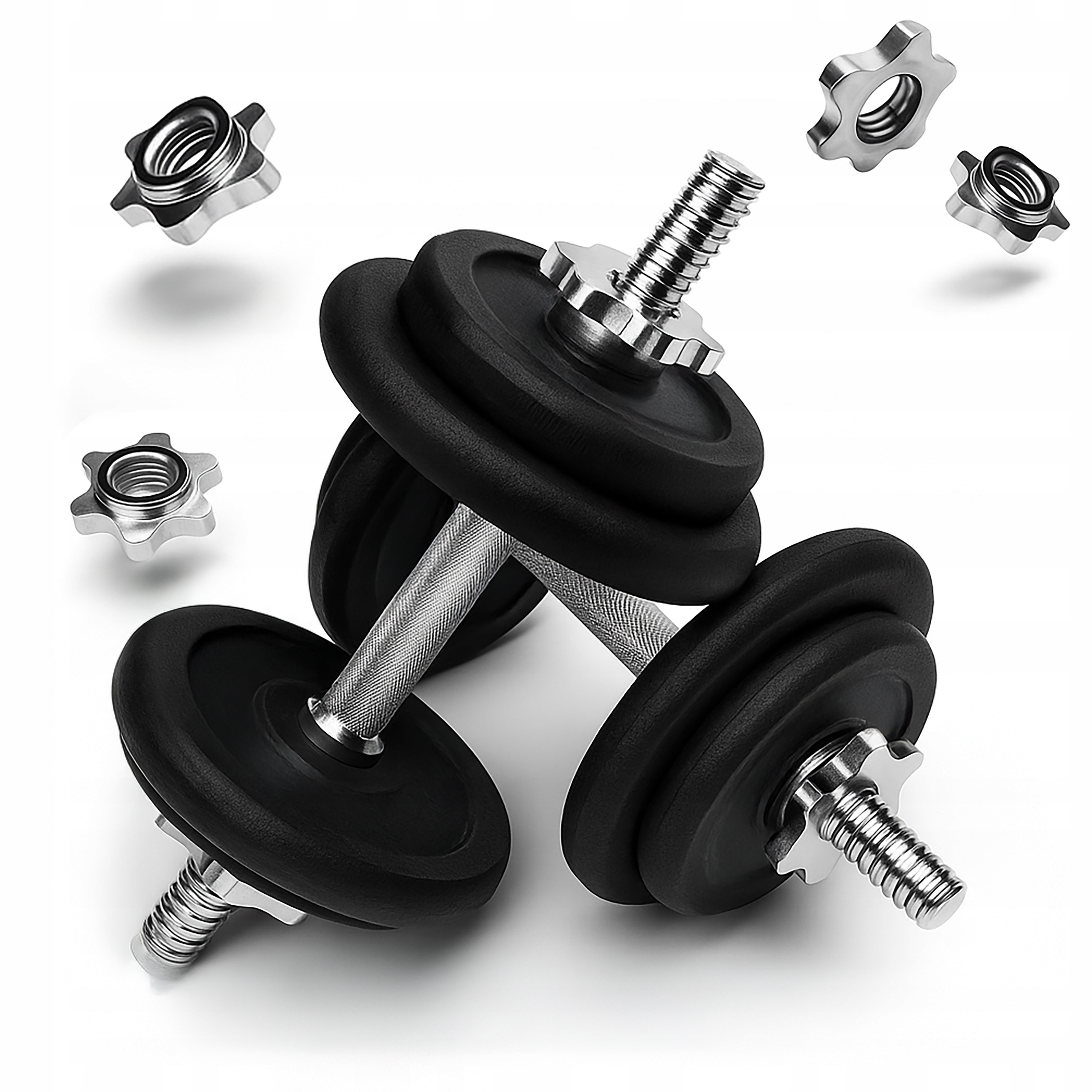 Hantle Żeliwne 20kg 2x10kg Regulowane Gryf 36 cm fi 28mm Zestaw Siłownia