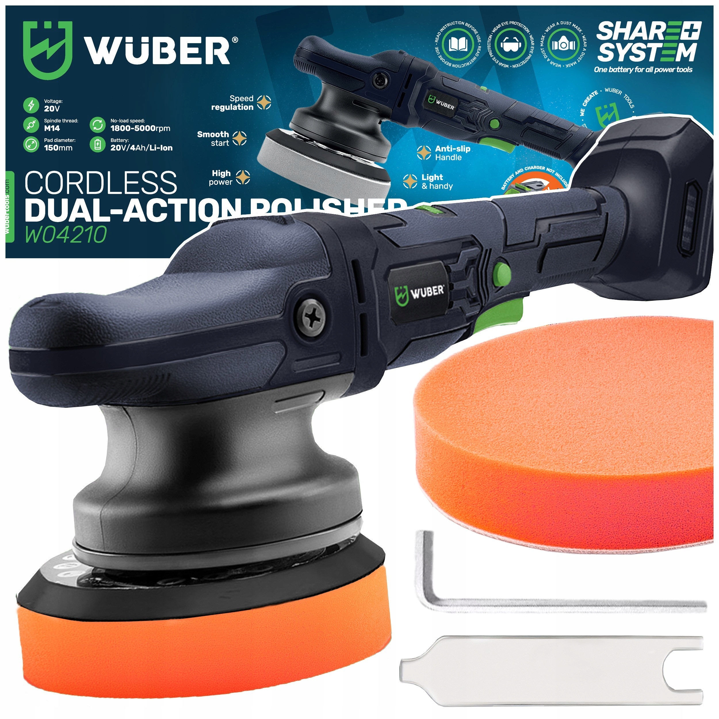 Leštička Automobilová Akumulátorová Excentrická Oscilace 20V Regulace 150mm