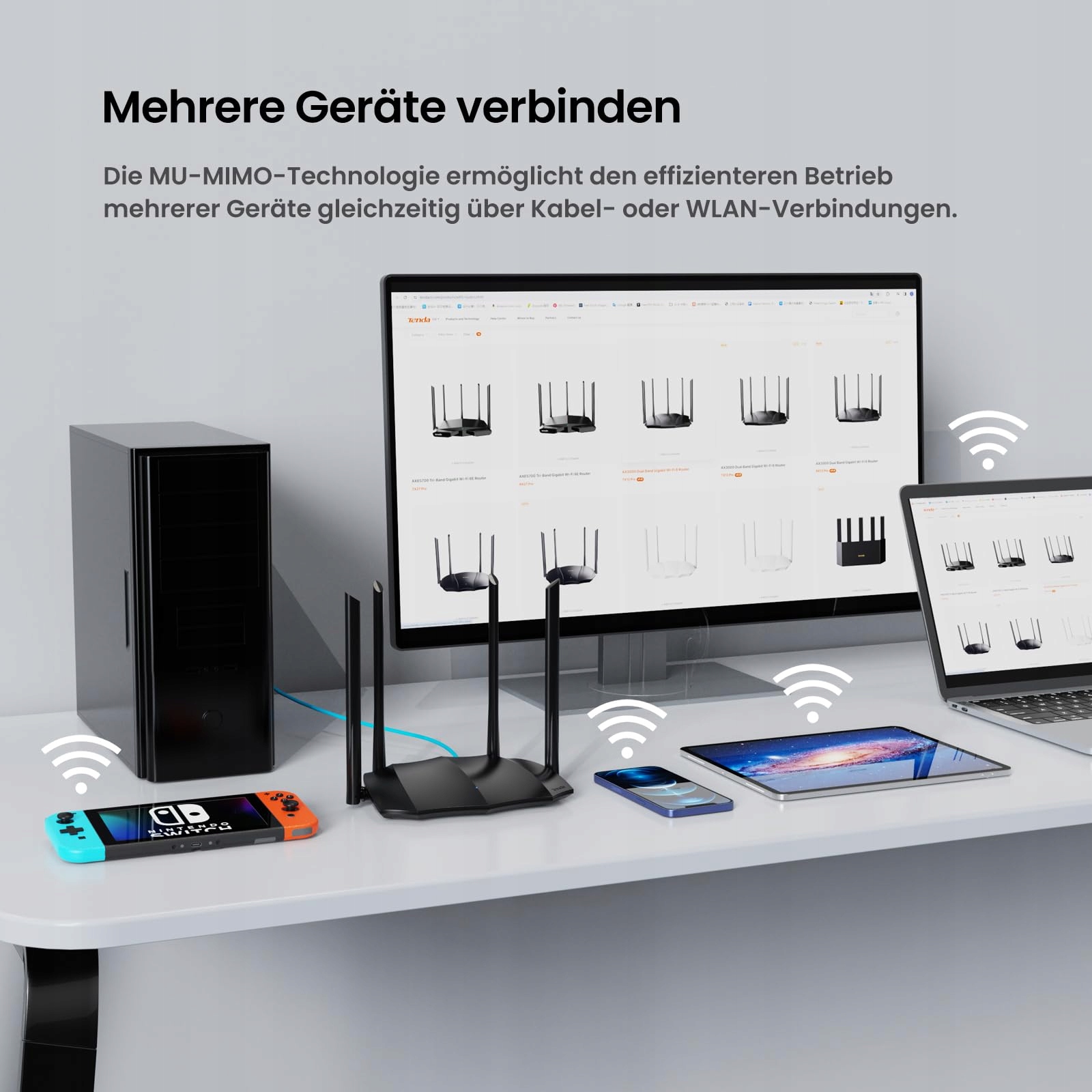 TENDA AC8 Router WLAN Dualband 867Mbit/s 5GHz 300Mbit/s 24GHz 4x6dBi Anteny — miniatura 5