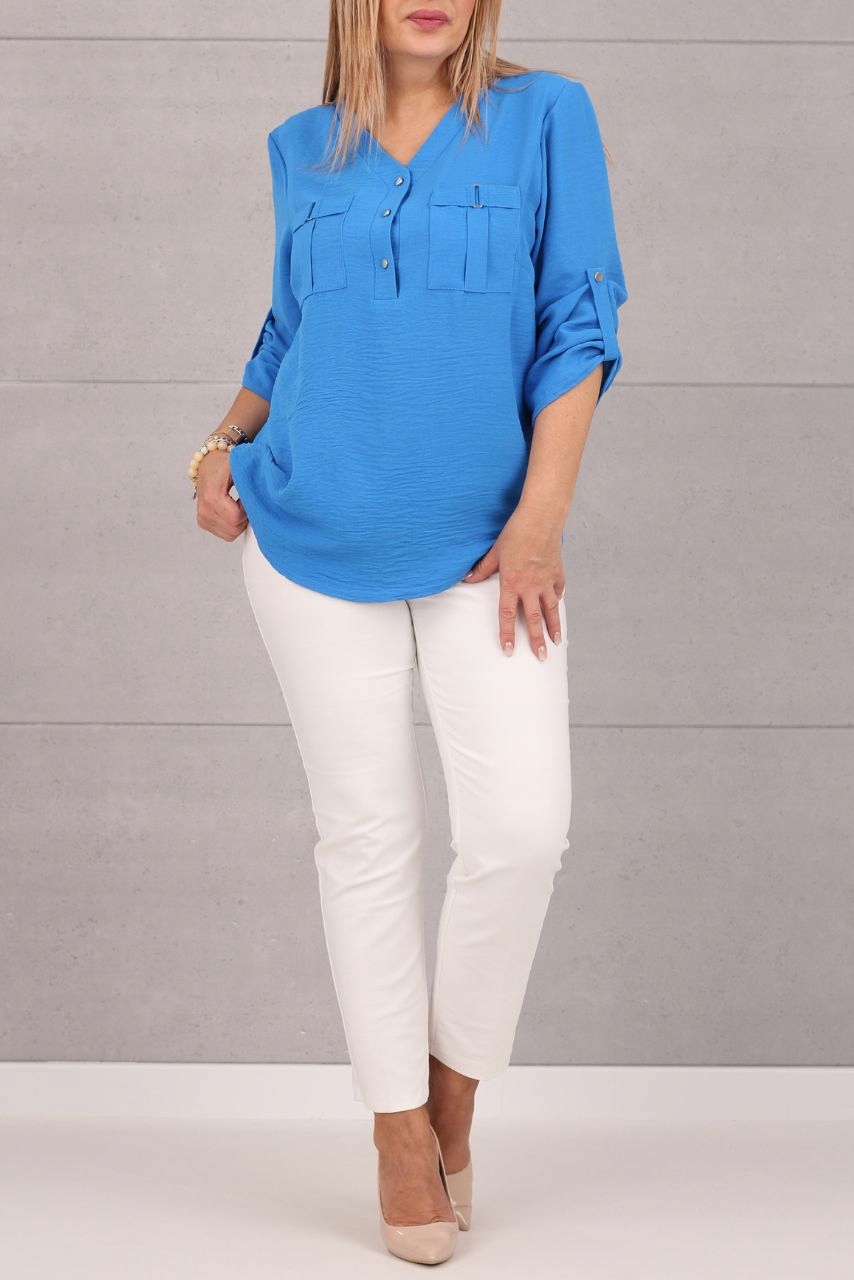 ELEGANCKA BLUZKA DAMSKA DUŻE ROZMIARY POLSKI PRODUCENT GŁADKA KOSZULOWA Linia plus size (duże rozmiary)