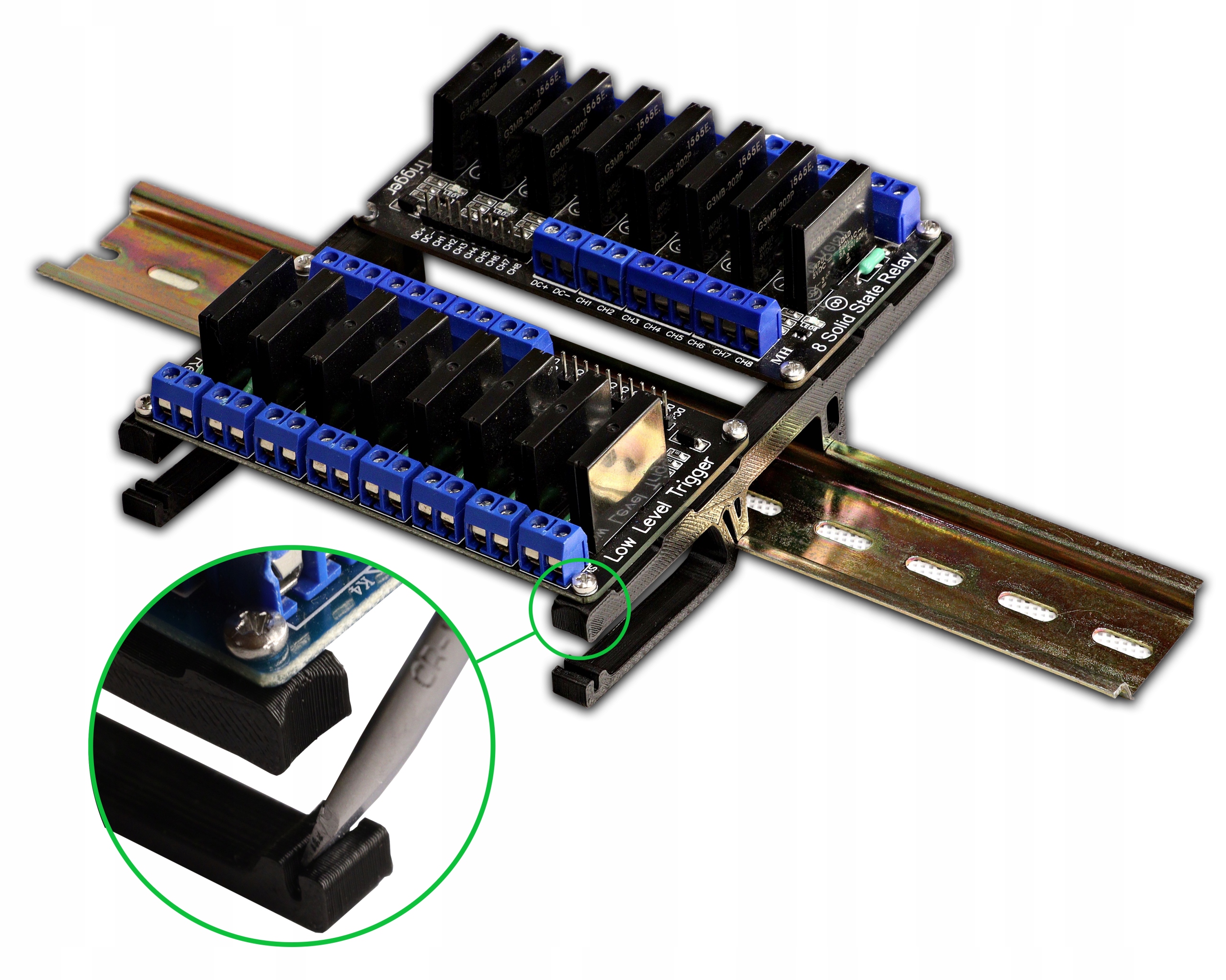 2x50mm Uchwyt na szynę Din przekaźnik Ssr x2 x4 x8