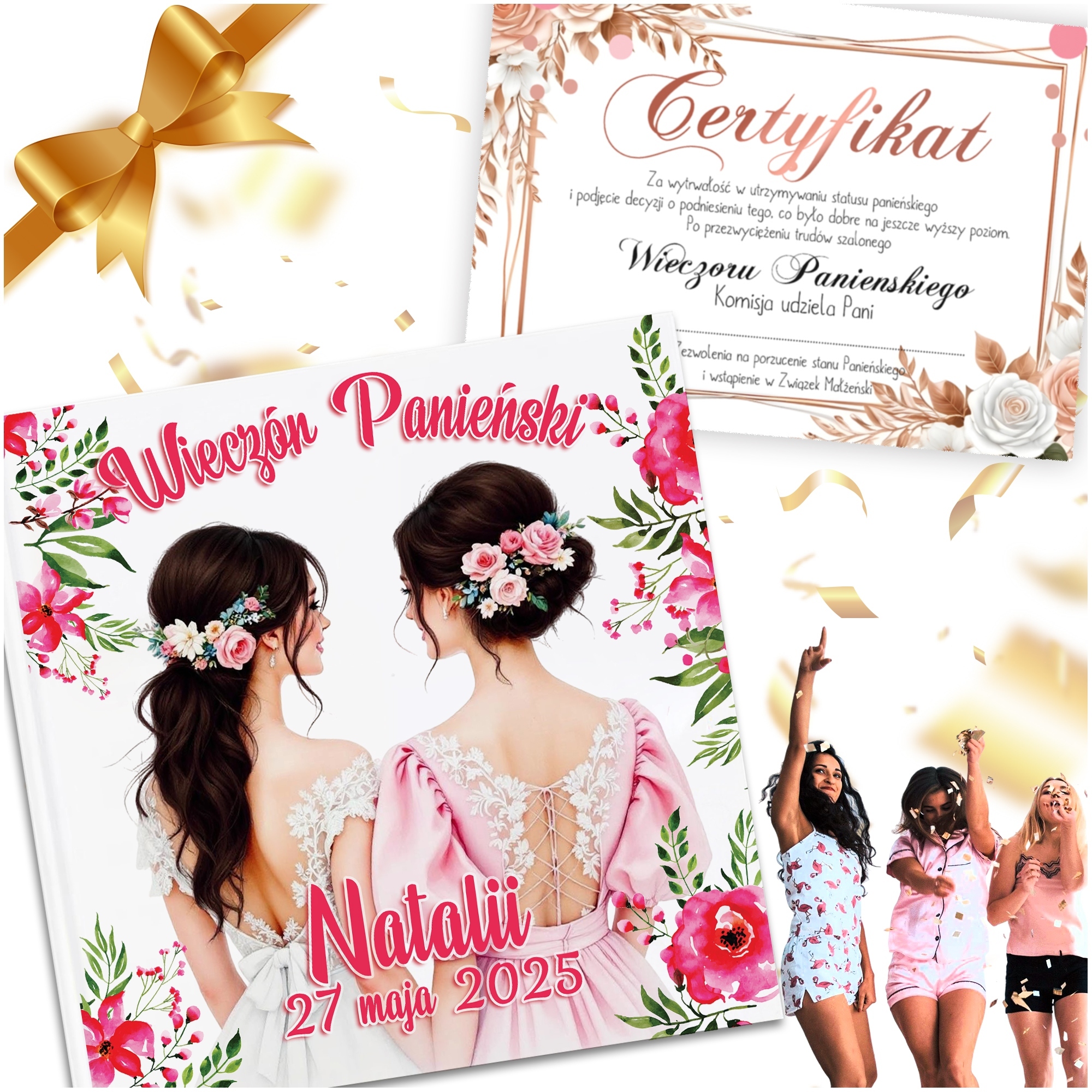 ALBUM NA WIECZÓR PANIEŃSKI + CERTYFIKAT ZDJĘCIA PREZENT PAMIĄTKA ŚLUB IMIĘ