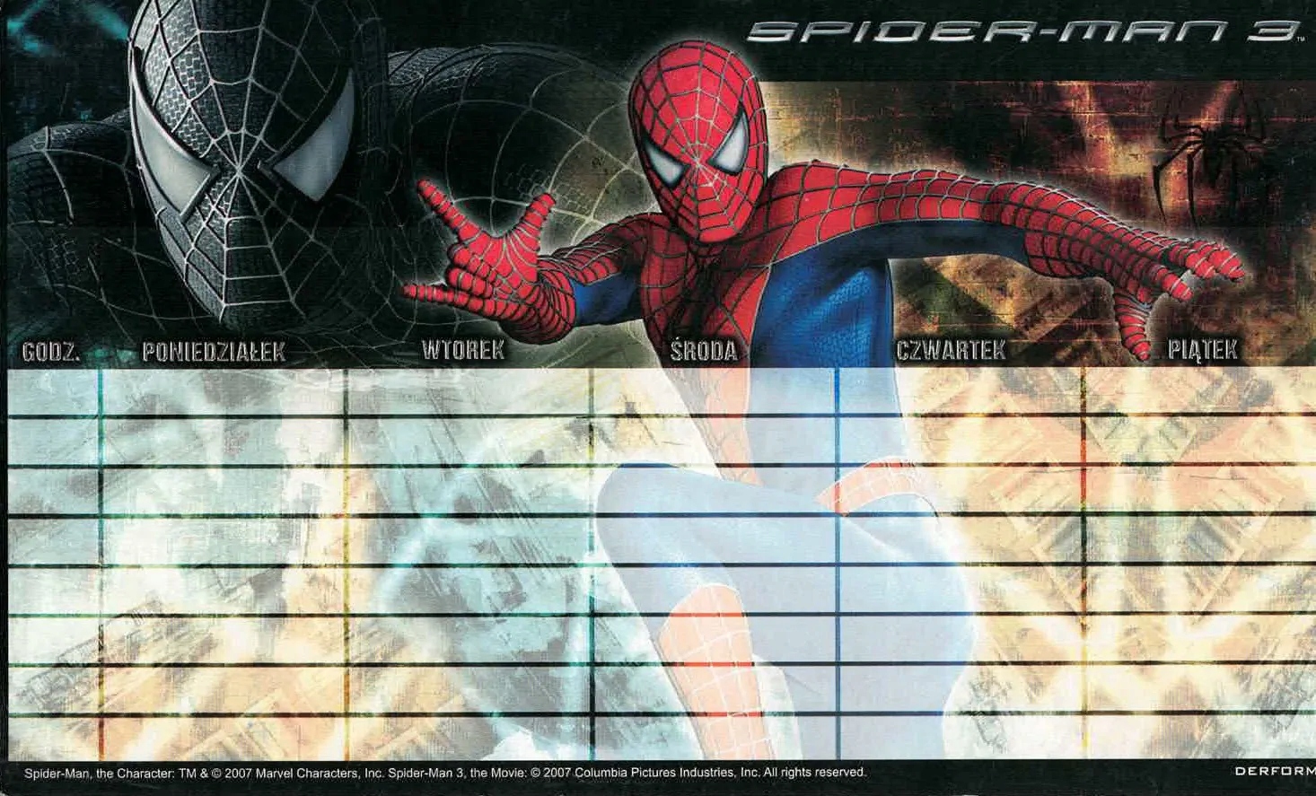 

Plan Lekcji Spiderman Naklejka Nalepka 1szt