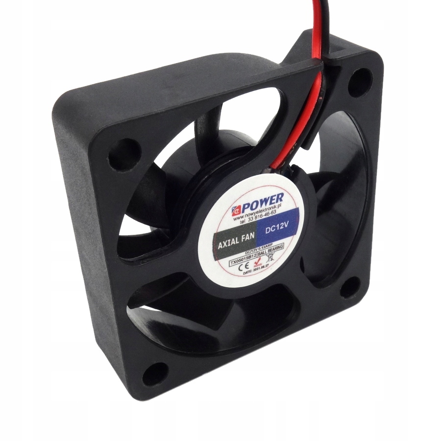 Wentylator przemysłowy 50x50x15mm 12V kulkowy wiatrak 5cm 50x15 Napięcie znamionowe 12 V