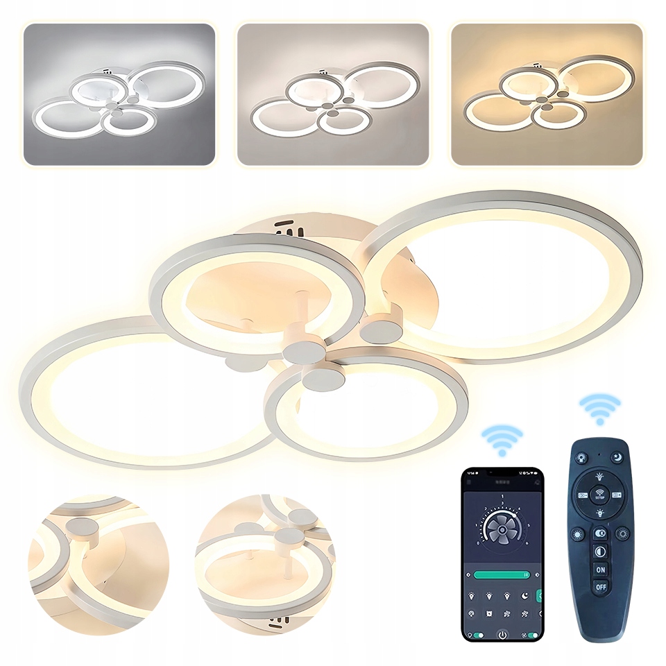 Stmívatelné stropní svítidlo Led Zyrandol Ring Moderní 76W Do Obývacího Pokoje