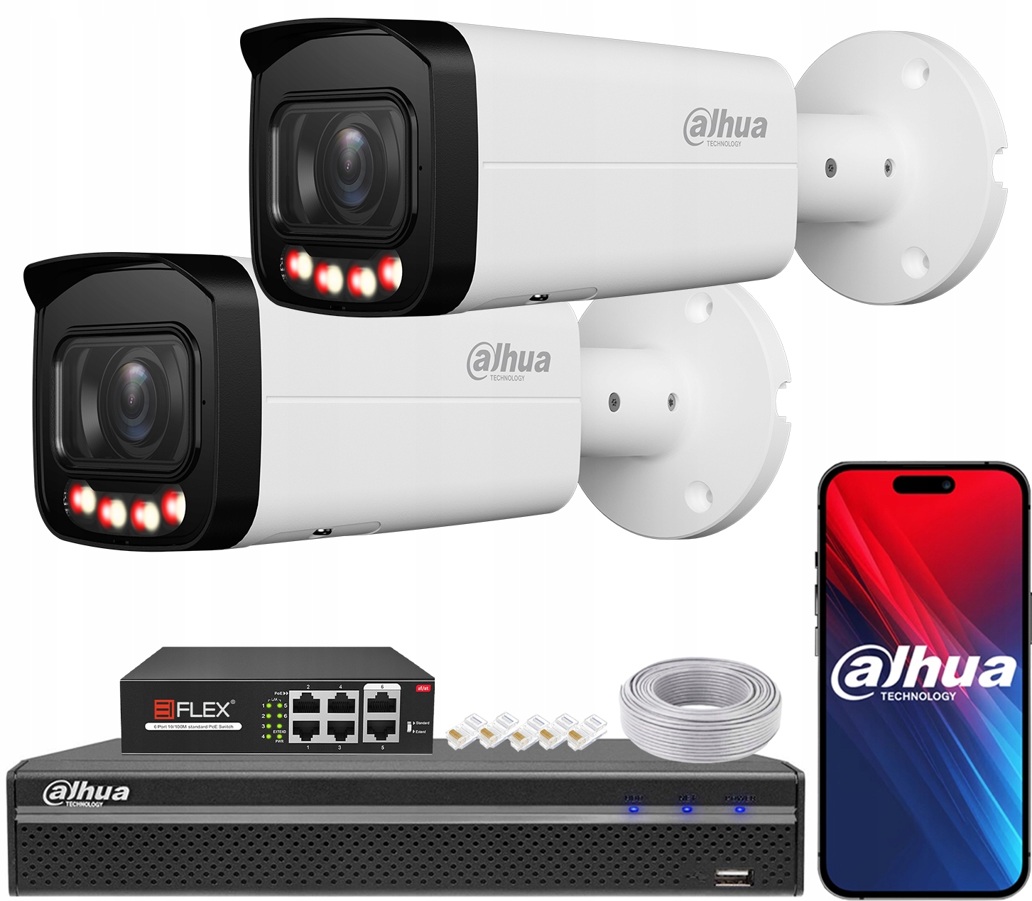 Monitorovací sada Dahua 2x 6Mpx Ip kamera IPC-HFW2649T-ZAS-IL WizSense PoE