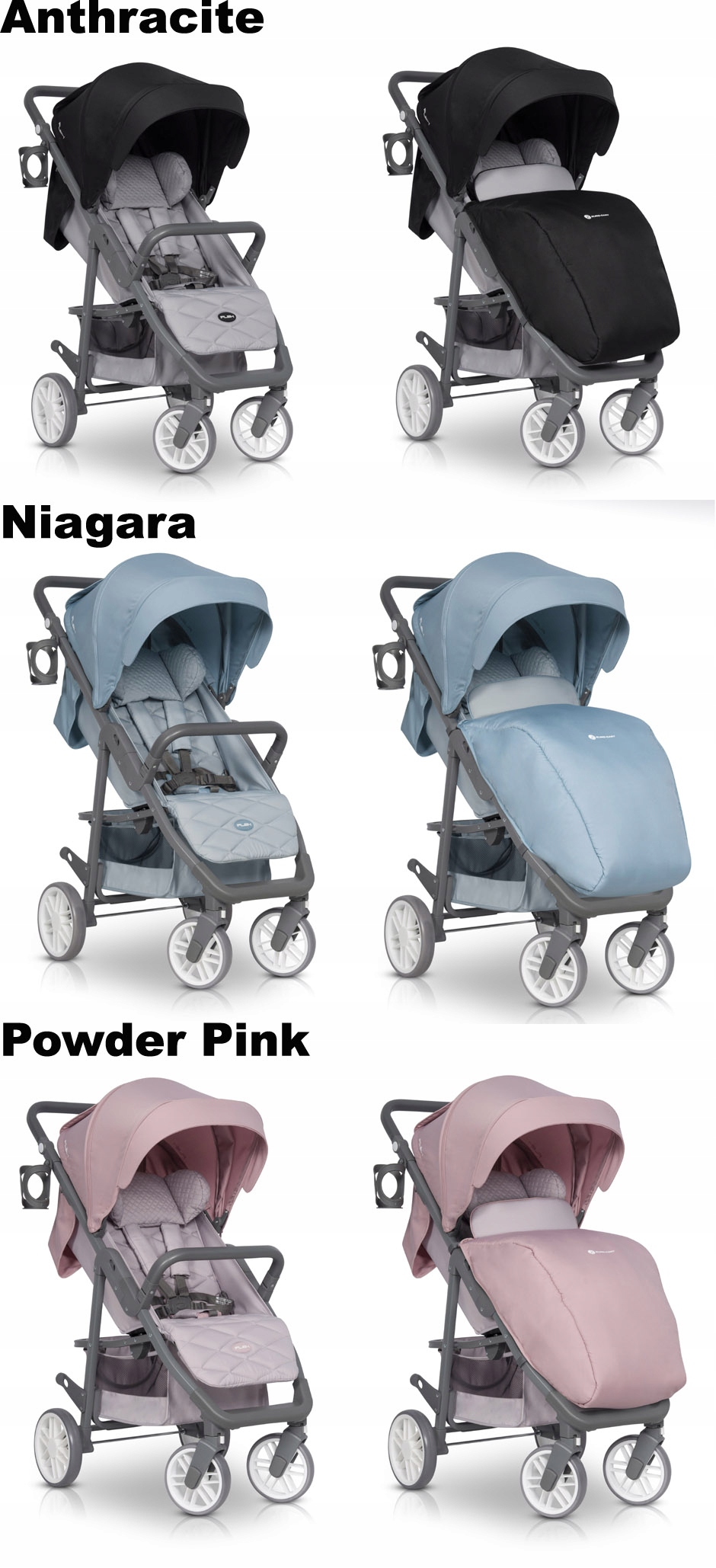 WÓZEK SPACEROWY EURO-CART FLEX DO 22 KG POWD. PINK Marka Euro-Cart