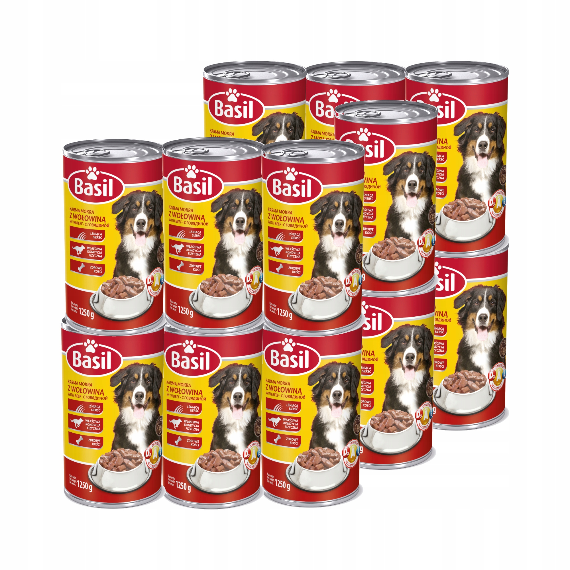 Levně 12 x Krmivo krmivo pro psy Basil s hovězím masem, konzerva 1250 g