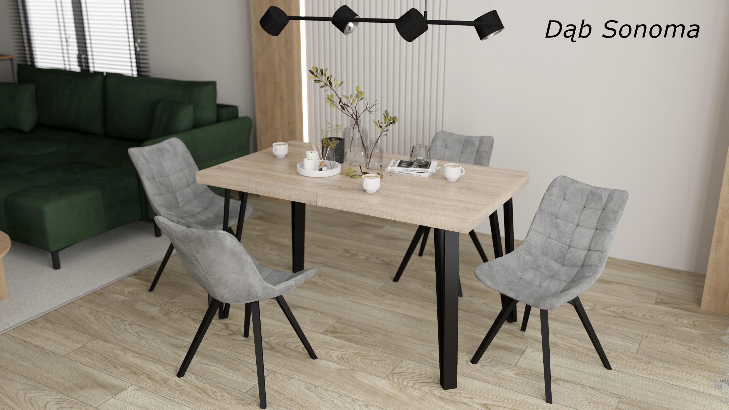 Stół rozkładany VERA, METALOWE NOGI loft nowoczesny 140x80x240 cm Kształt blatu prostokątny