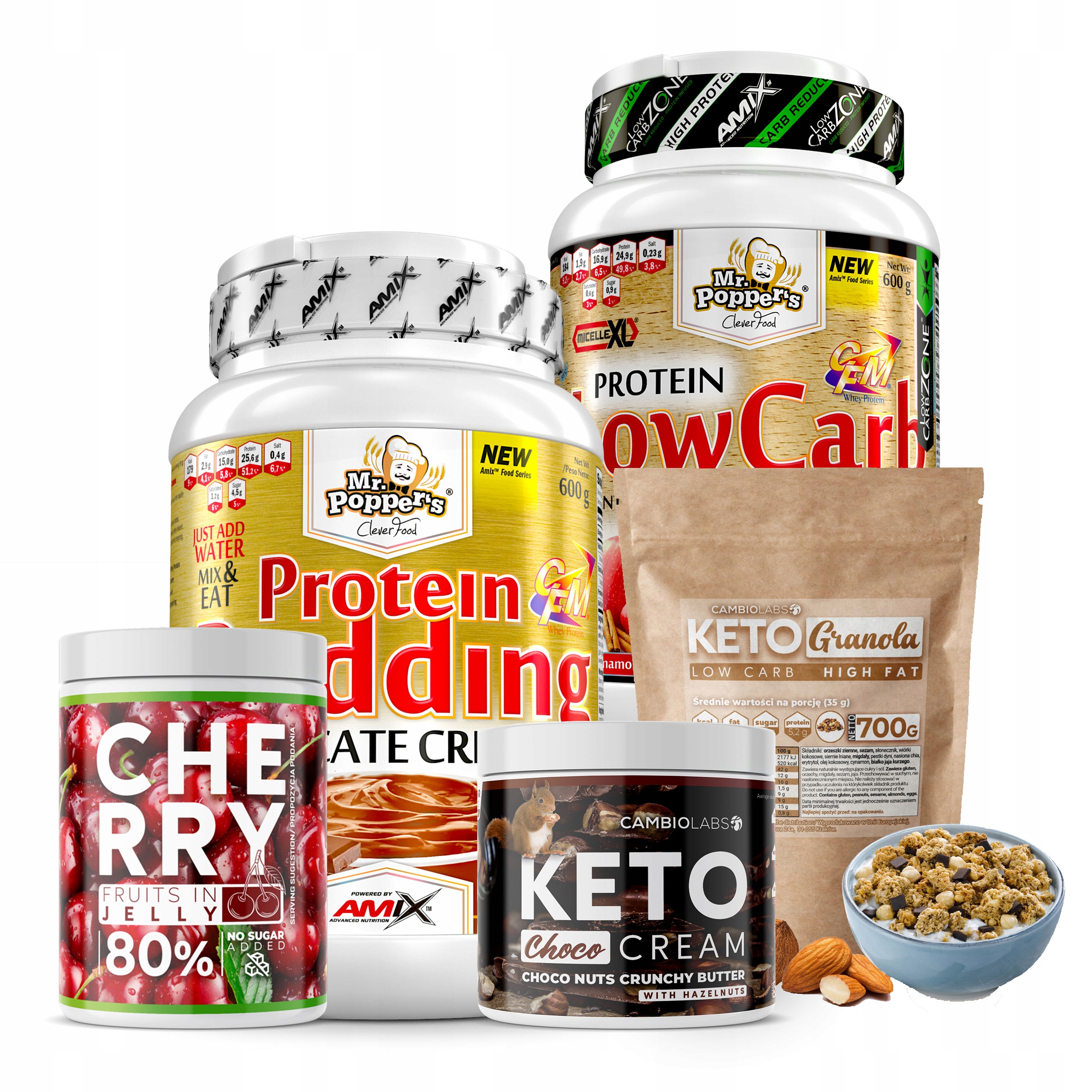 Levně Vysokoproteinové, Fit jídla Sada proteinových svačinek bez cukru dárek