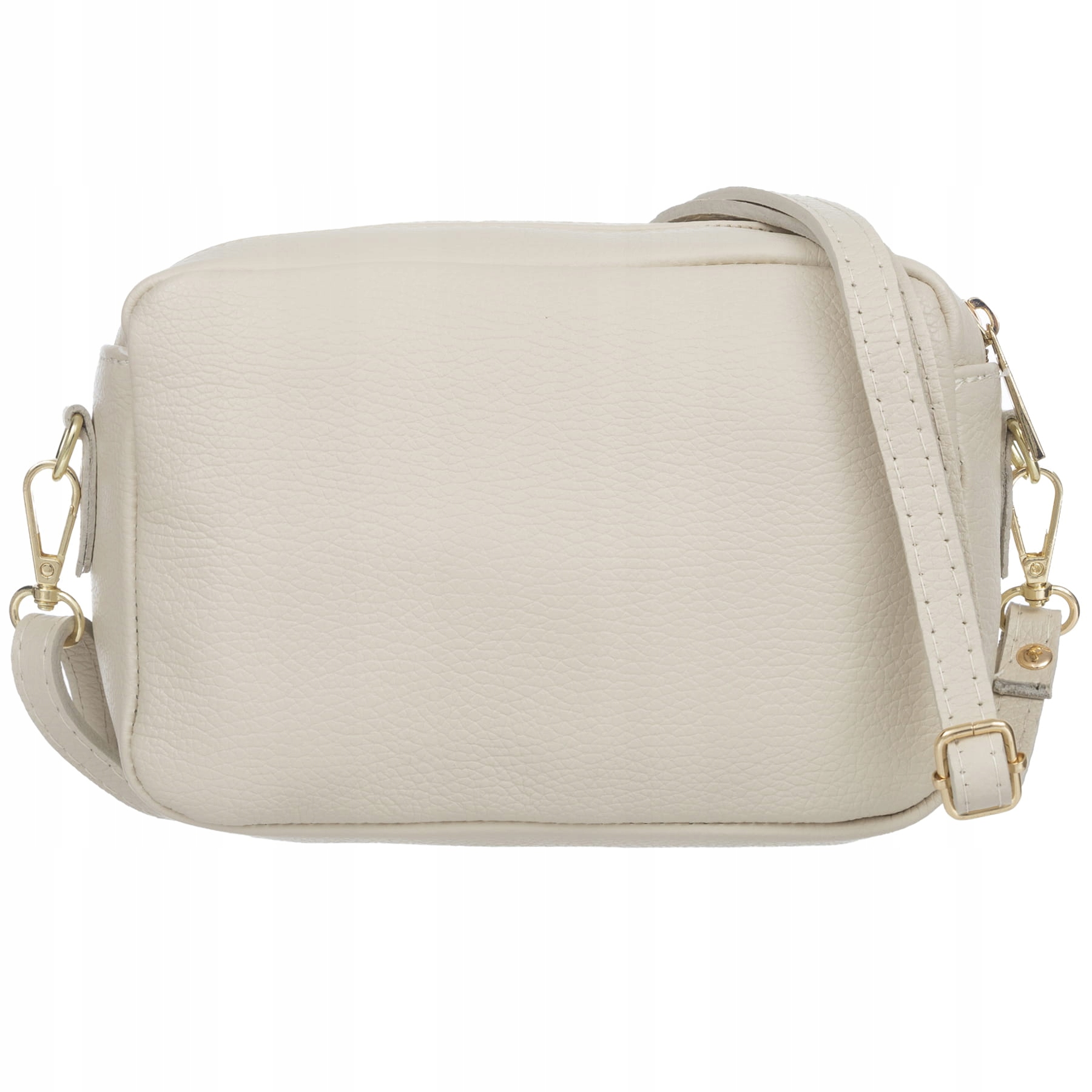 Torebka skórzana listonoszka z paskiem Kremowa