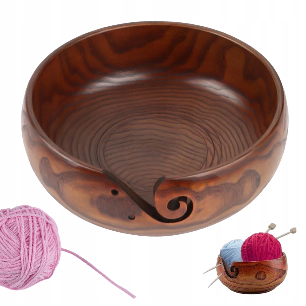 Vyrobena Ze Dřeva Miska Pro Uložení Příze Pro Háčkování Výroby