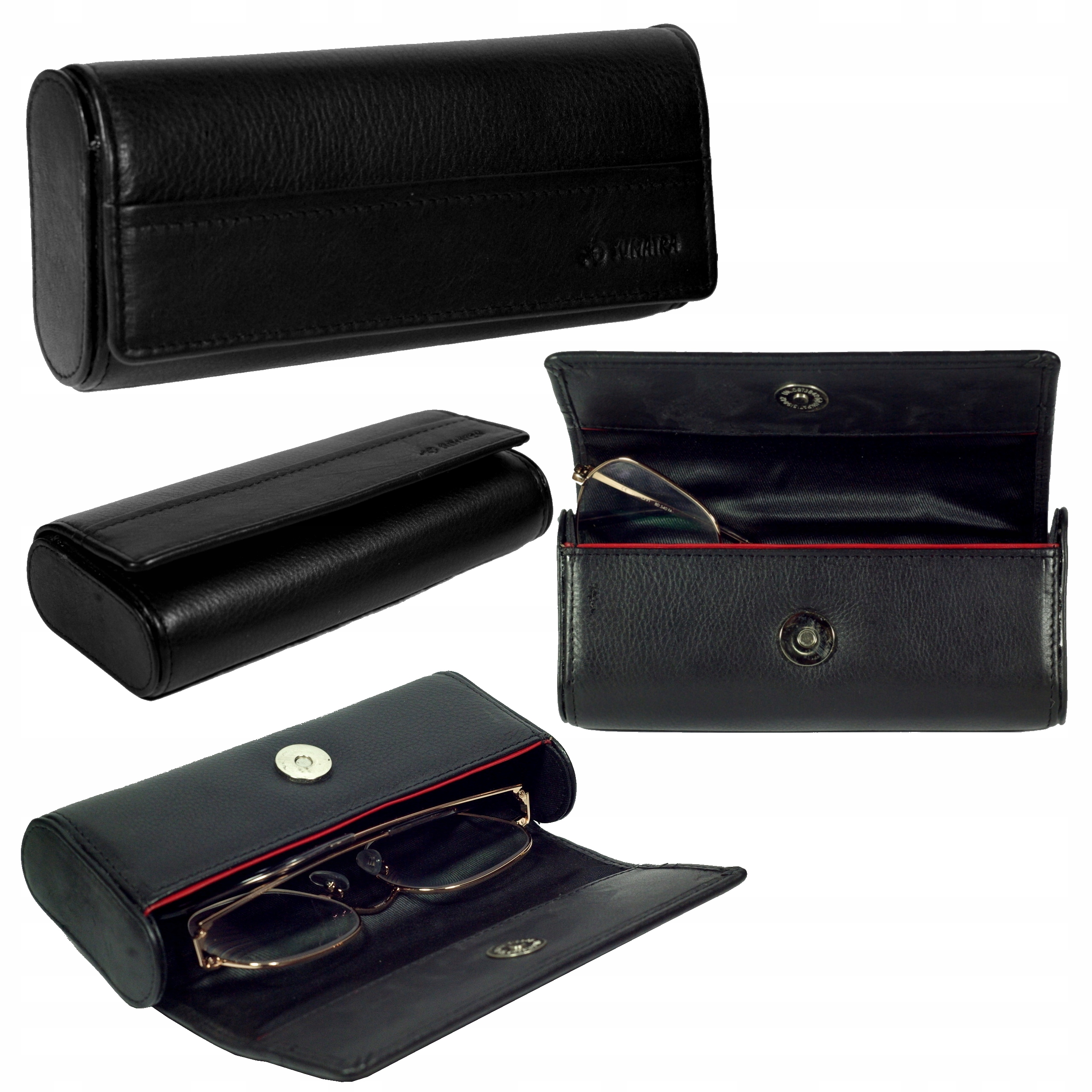 Kožené pouzdro na brýle, černá, dámská měkká kůže