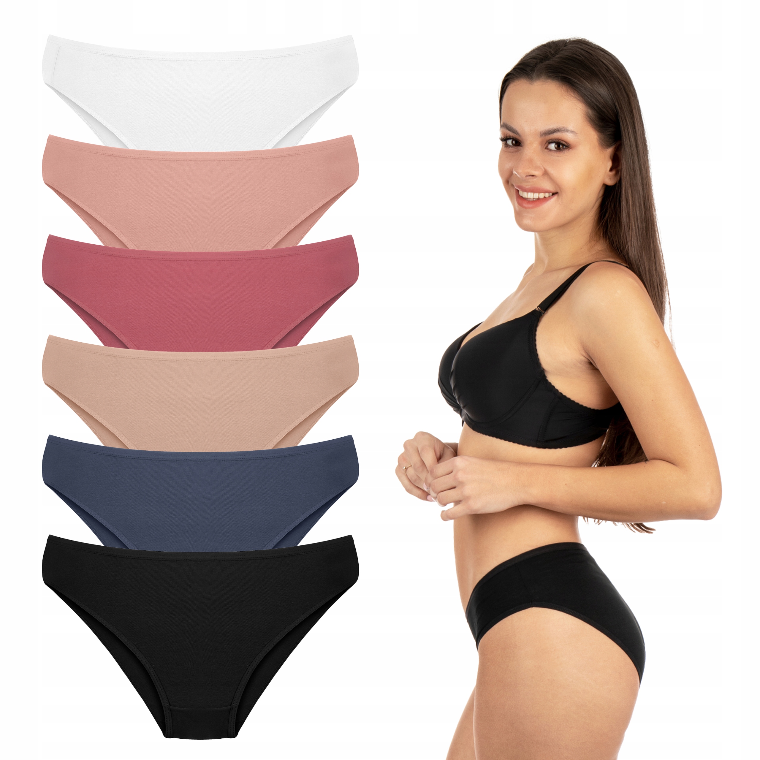 

6x Majtki Figi Damskie Bawełniane Średni Stan XL