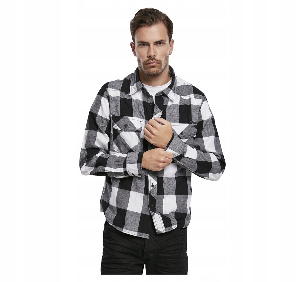 Koszula Brandit Checkshirt white/black L Rękaw długi rękaw