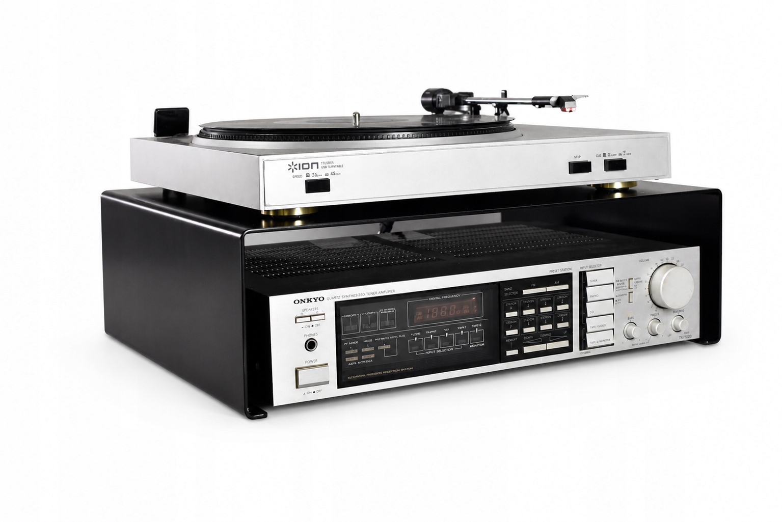 Podstavec gramofón zosilňovač prehrávač audio stolík stojan vinylový