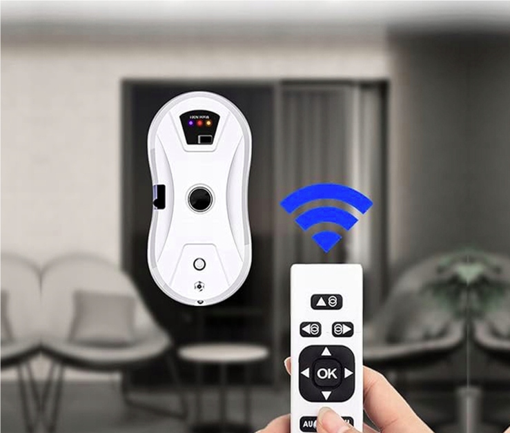 ROBOT MYJĄCY SZYBY OKNA LUSTRA GLAZURY INTELIGENTY AUTOMATYCZNE MYCIE SZYB Funkcje robota programator pracy zasysanie próżniowe zdalne sterowanie