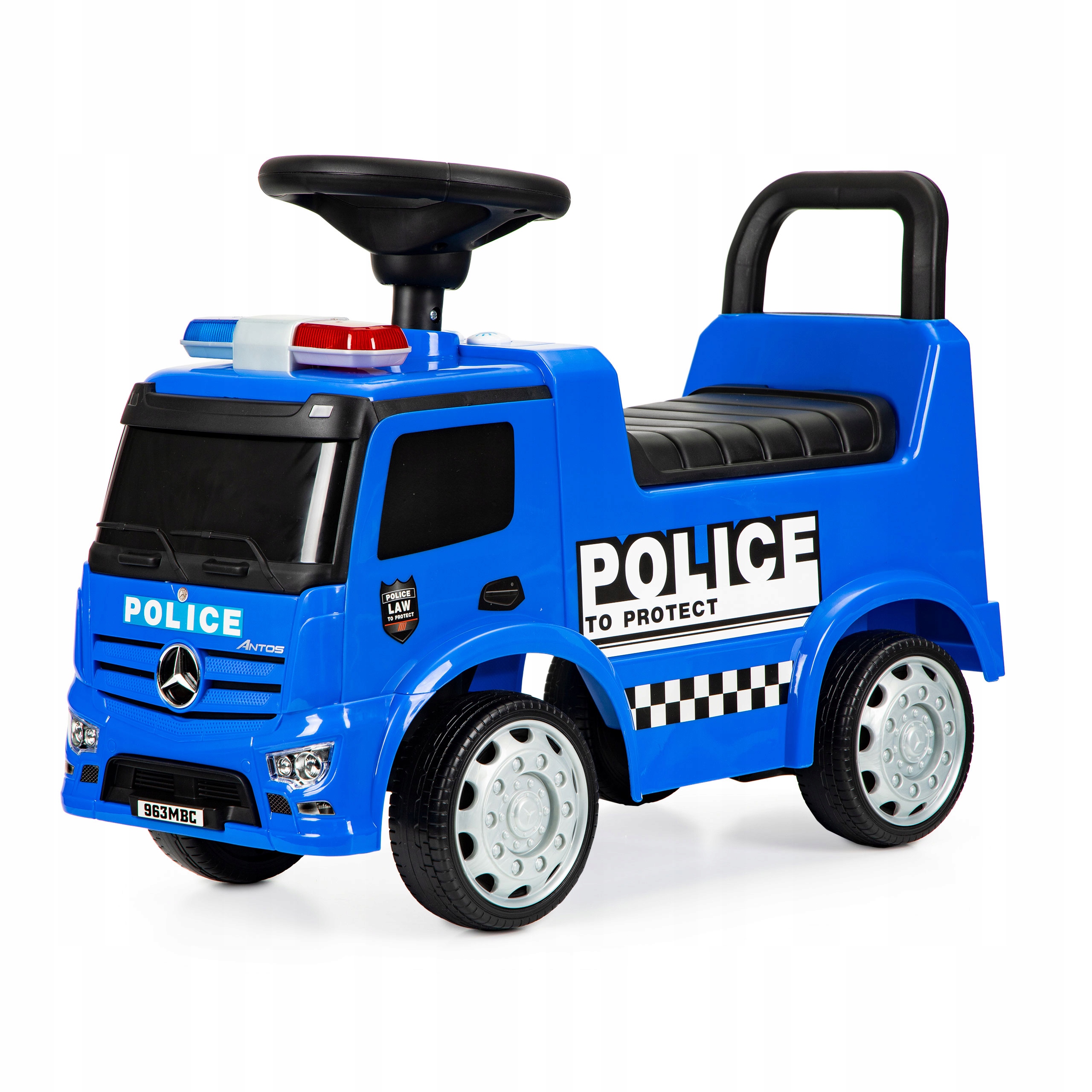 Jeździk Mercedes policja chodzik autko pojazd radiowóz super prezent + led