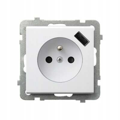 Ospel Sonáta bílá matná zásuvka s uzemněním Usb GP-1RZPUSB/m/75