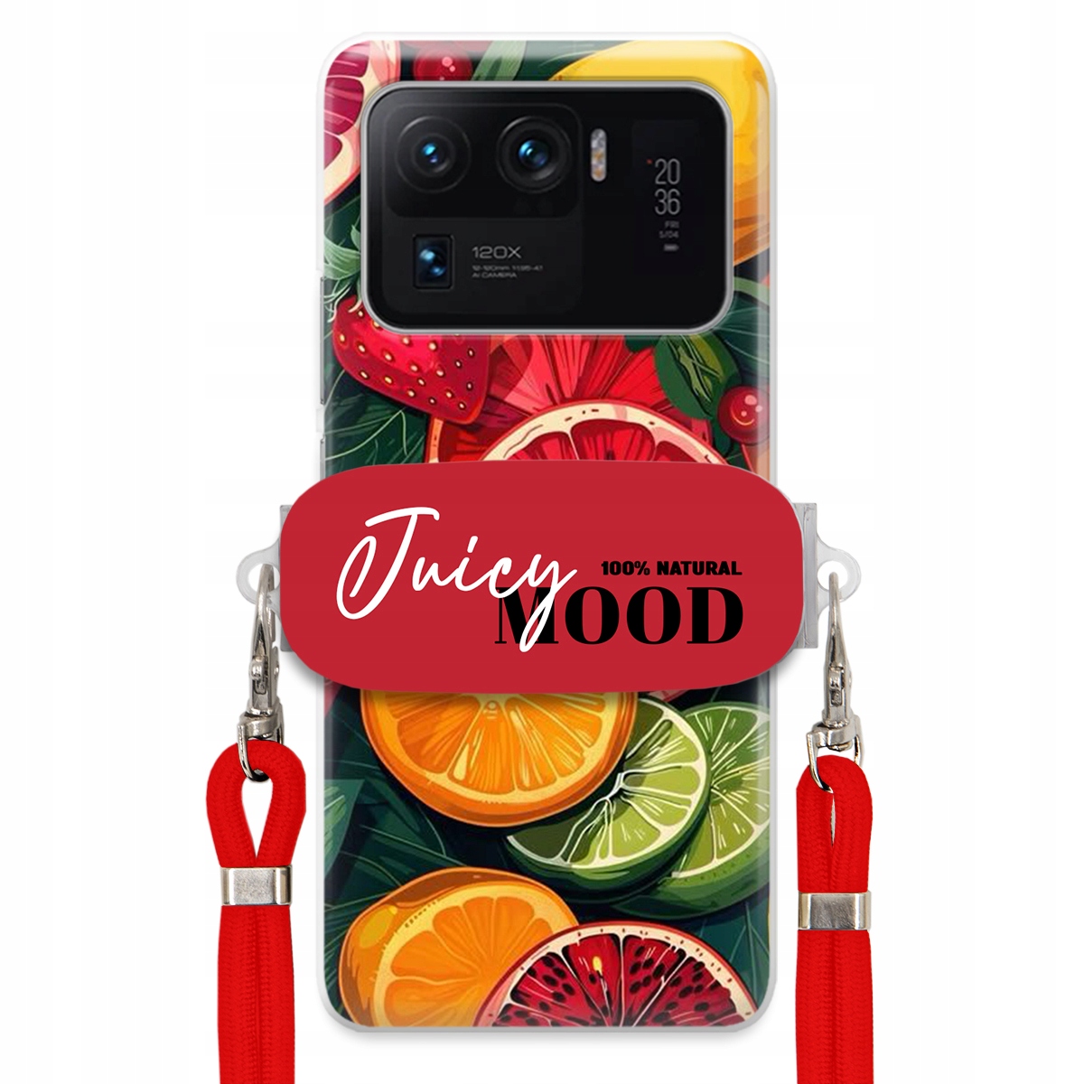 Pouzdro pro Xiaomi Mi 11 Ultra Červené vodítko Držák Fruit Ovoce Juice Mood