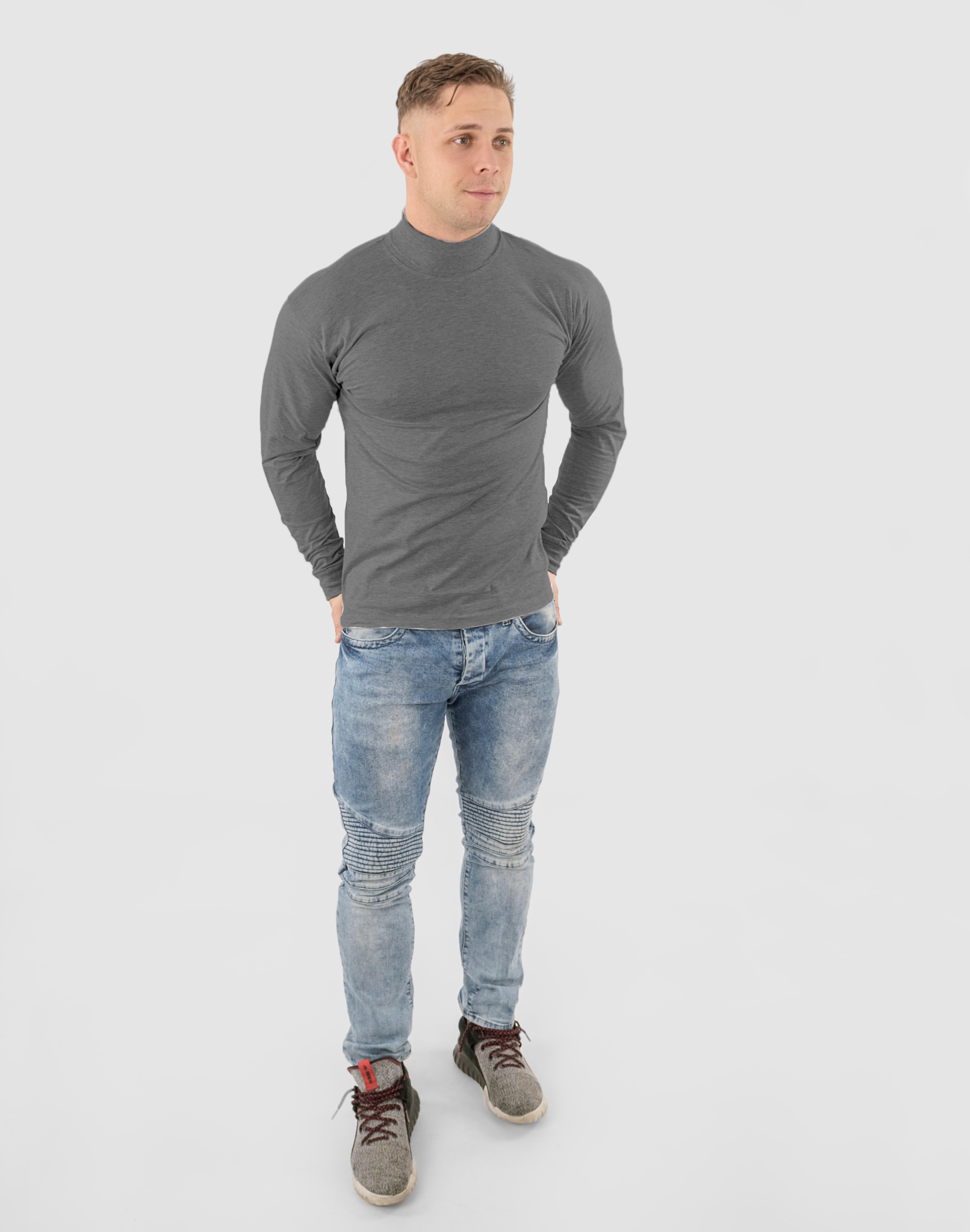 Elegancki Sweter Golf Męski Golfy WXM r 3XL szary Rozmiar 3XL