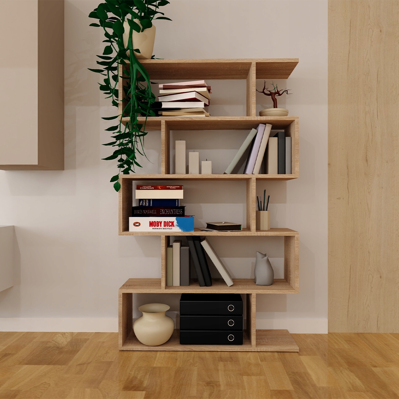 Skrinka Regál Polička na knihy komoda 90x25x162