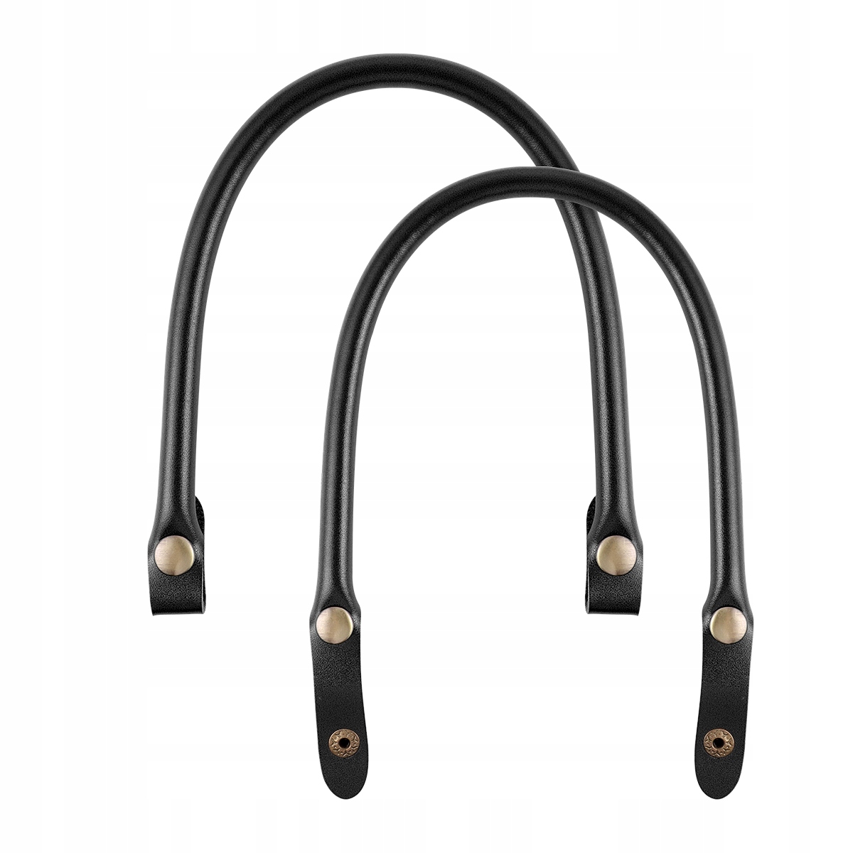 2 SZT. CZARNE UCHWYTY / RĄCZKI Z EKOSKÓRY DO TOREBKI DAMSKIEJ, ŁATWY MONTAŻ