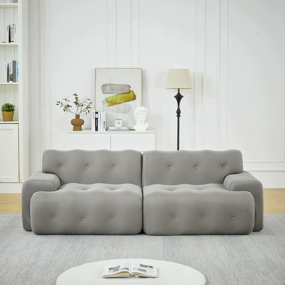 Sofa dwuosobowa Cloud z szerokimi podłokietnikami szara