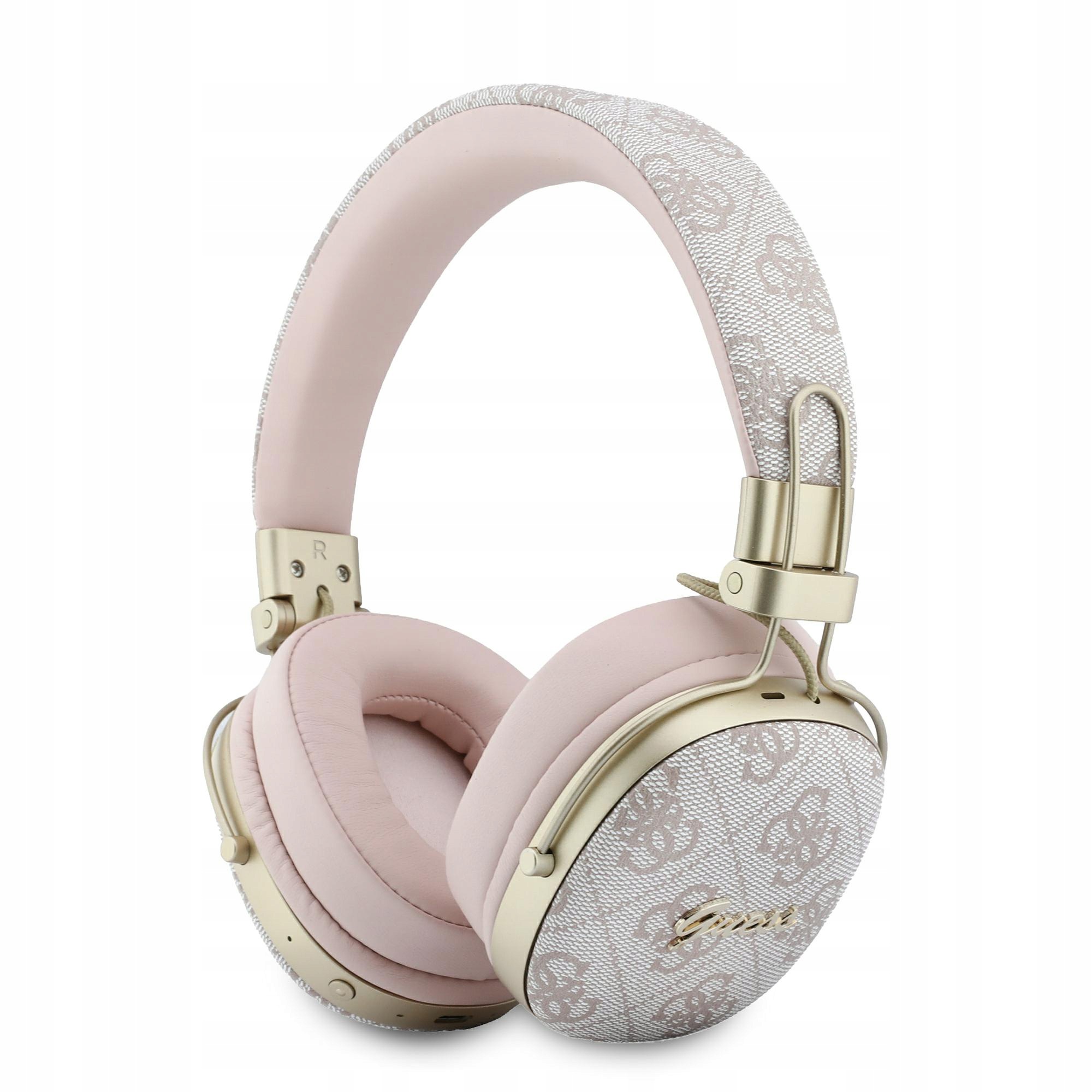 Sluchátka do uší Guess Bluetooth Enc Metal 4G Script Logo růžová