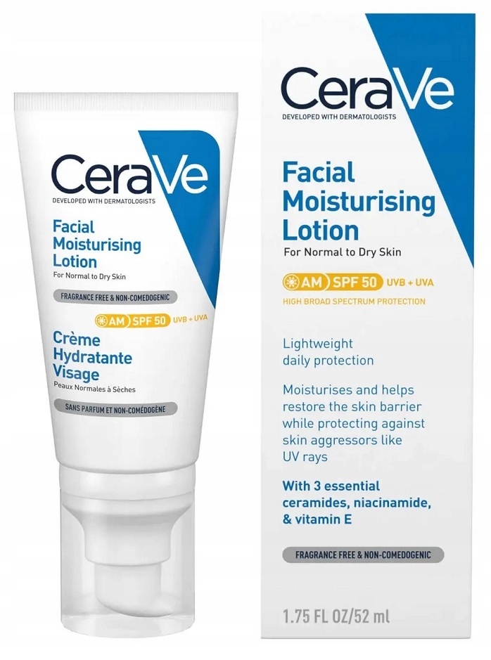 

CeraVe Nawilżający krem do twarzy SPF50 52 ml