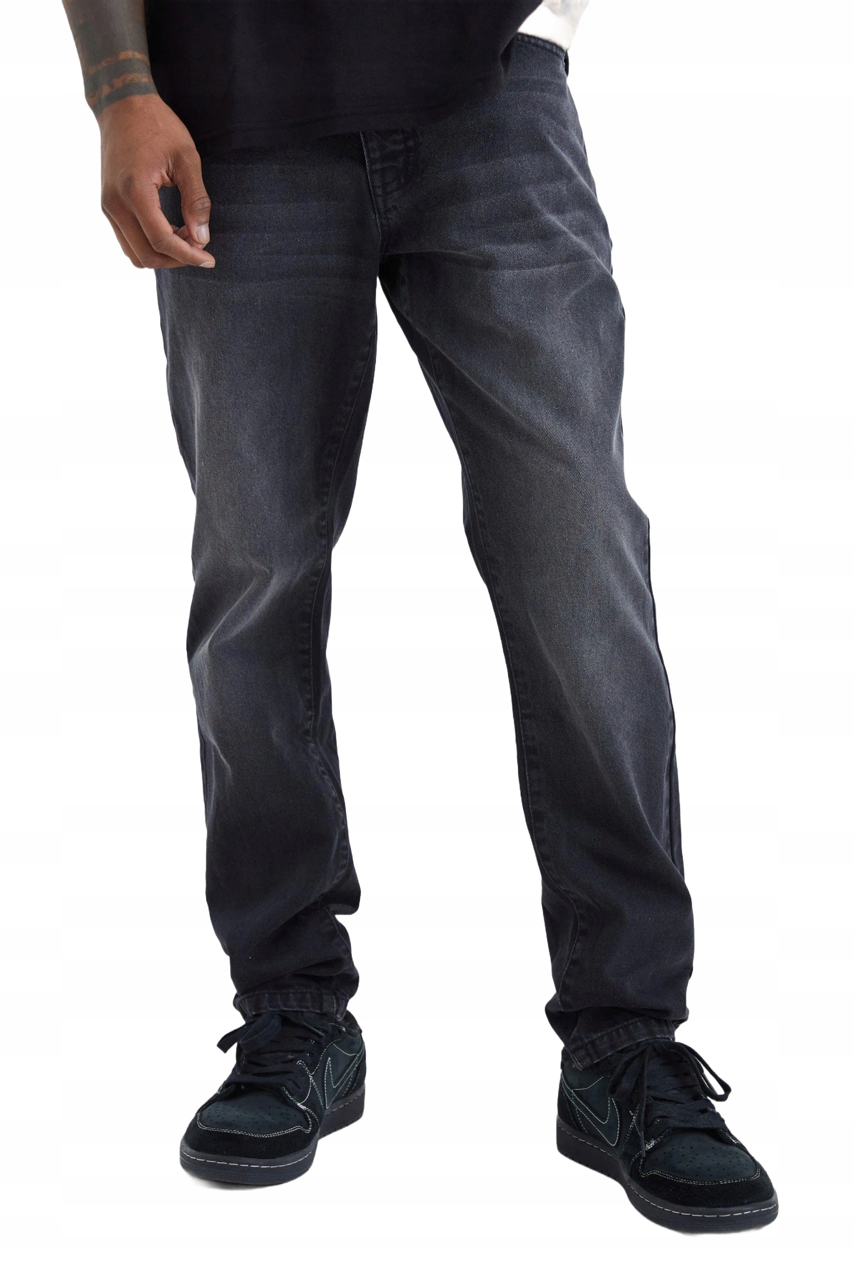 Boohooman Pánské Džíny Jednoduché Černé Oděrky Bavlna 30 Z3A