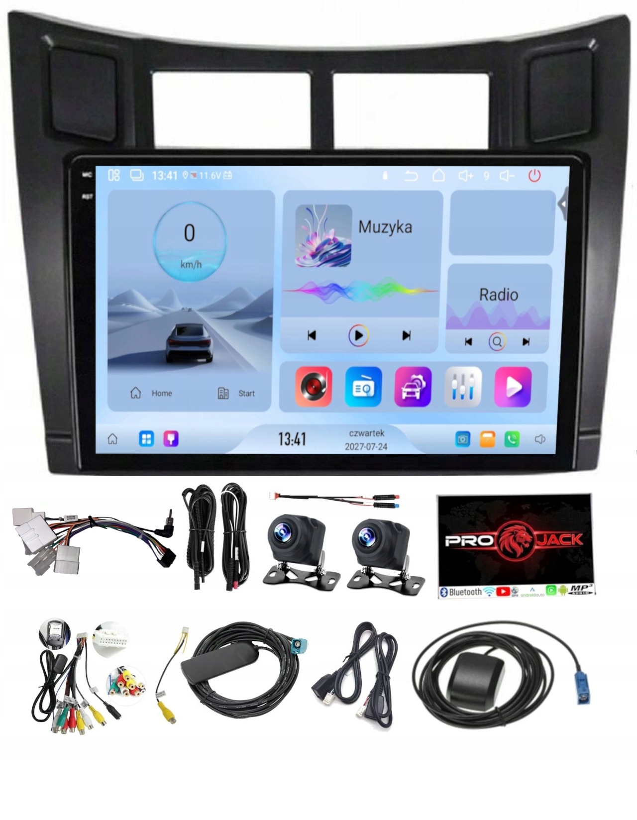 Rádio Navigace Carplay Gps Android Bt Toyota Yaris 05-12 4GB 64GB Sim