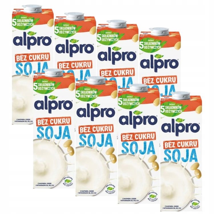 Levně Sójový nápoj Alpro rostlinný přírodní No Sugars Soya Sója bez cukru 8x1L