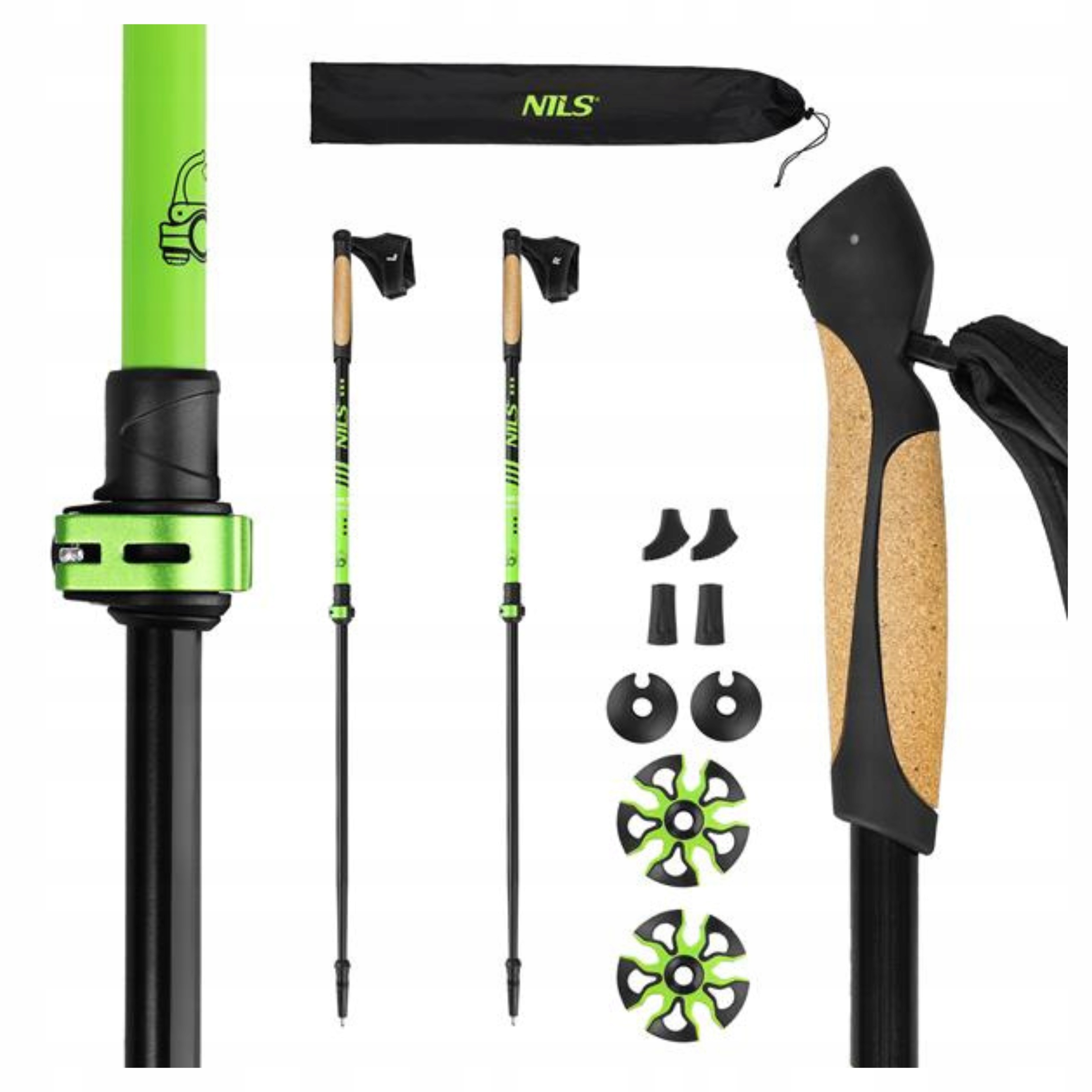 Kije trekkingowe kijki do chodzenia Nordic Walking regulowane zielone