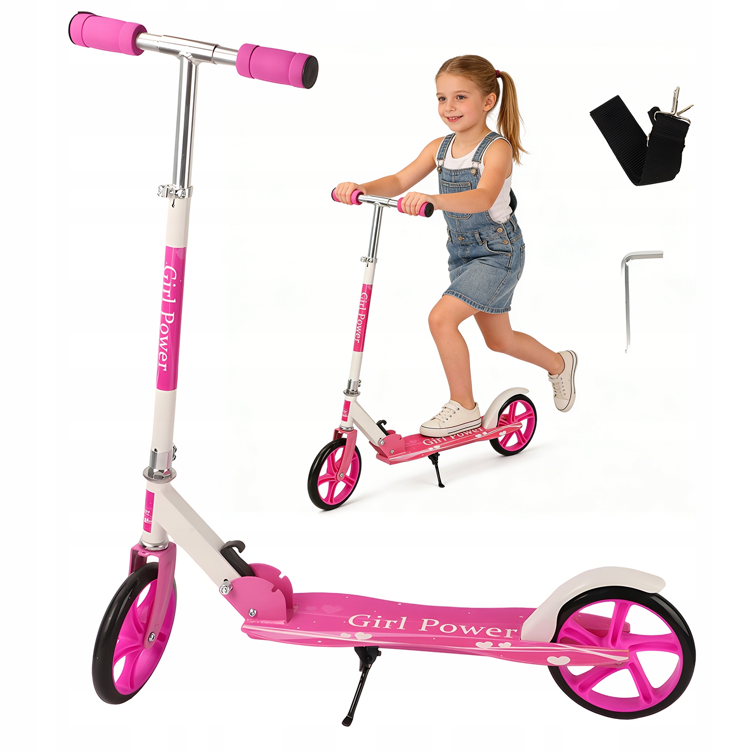 Lekka Hulajnoga Dziecięca Różowa Z Regulowaną Kierownicą