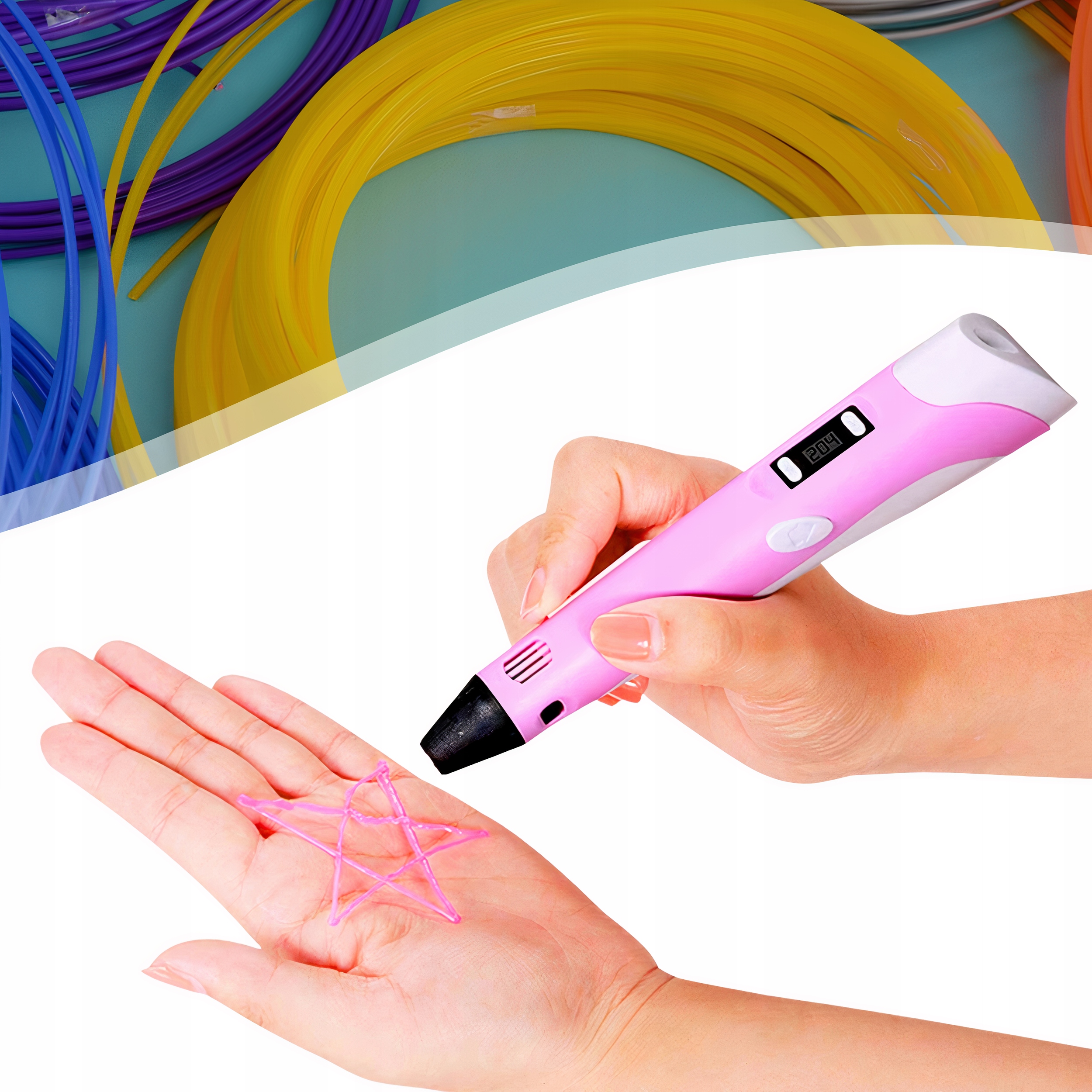 DŁUGOPIS DRUKARKA 3D PEN ZESTAW + WKŁADY 1000CM ZESTAW XXL MAGICZNY PEN Model VESS Pisak 3D Kredka 3D Pisaki 3D Kredki 3D PEN PL