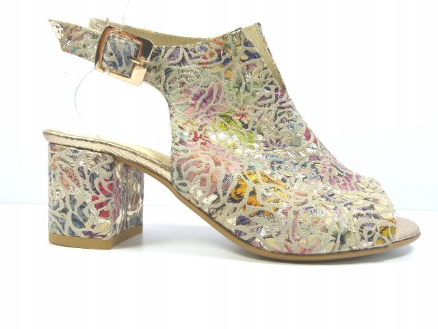 Béžově zlaté zapínací kožené dámské kotníkové boty Gopol 37