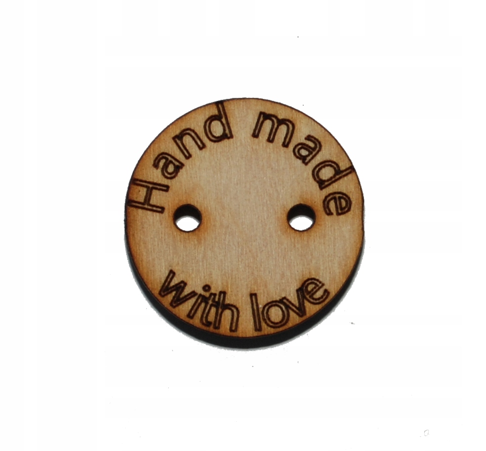 Guzik Hand made with love wszywka metka 3cm 5szt