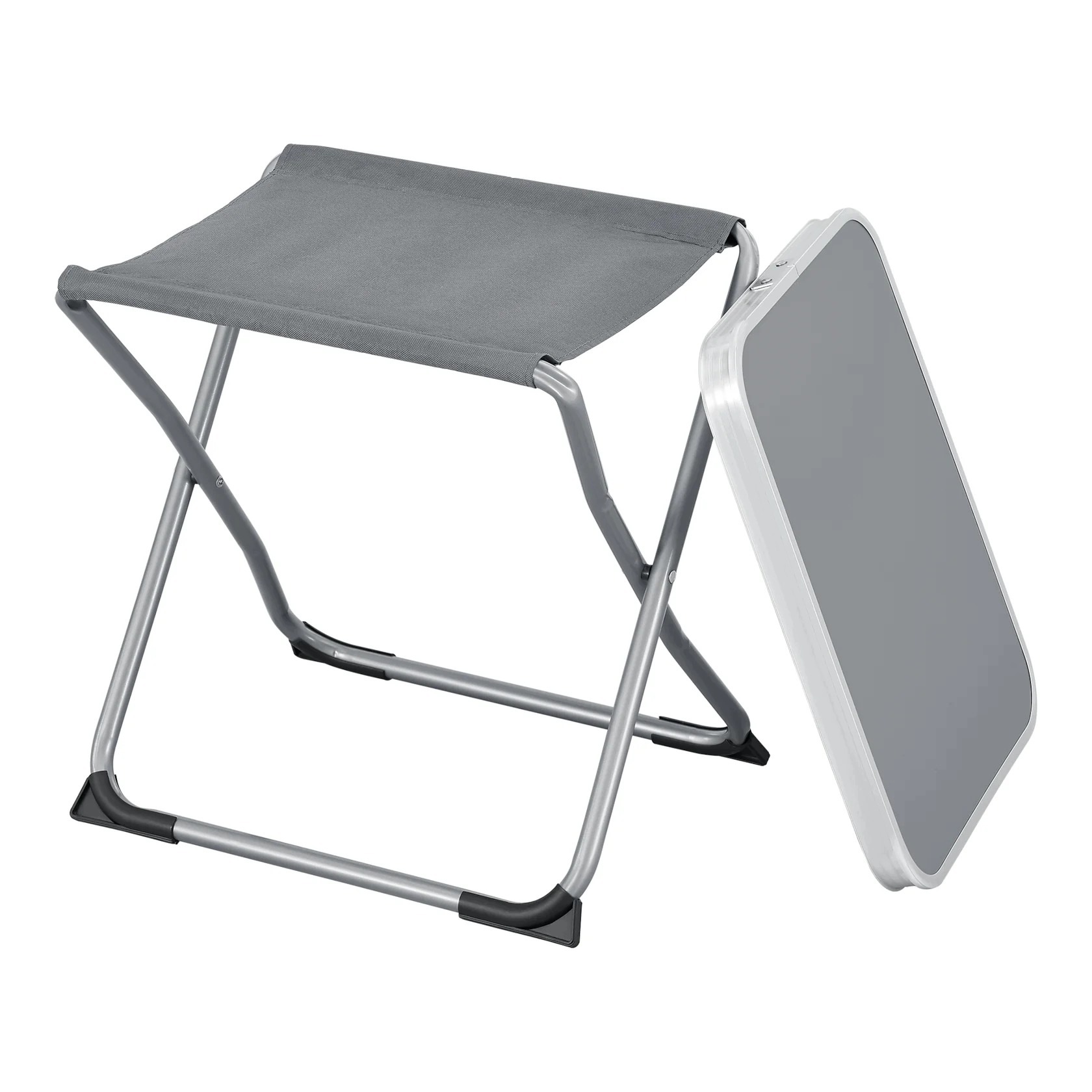 Stolik Stołek Kempingowy 2w1, 47x47x37 cm Szary