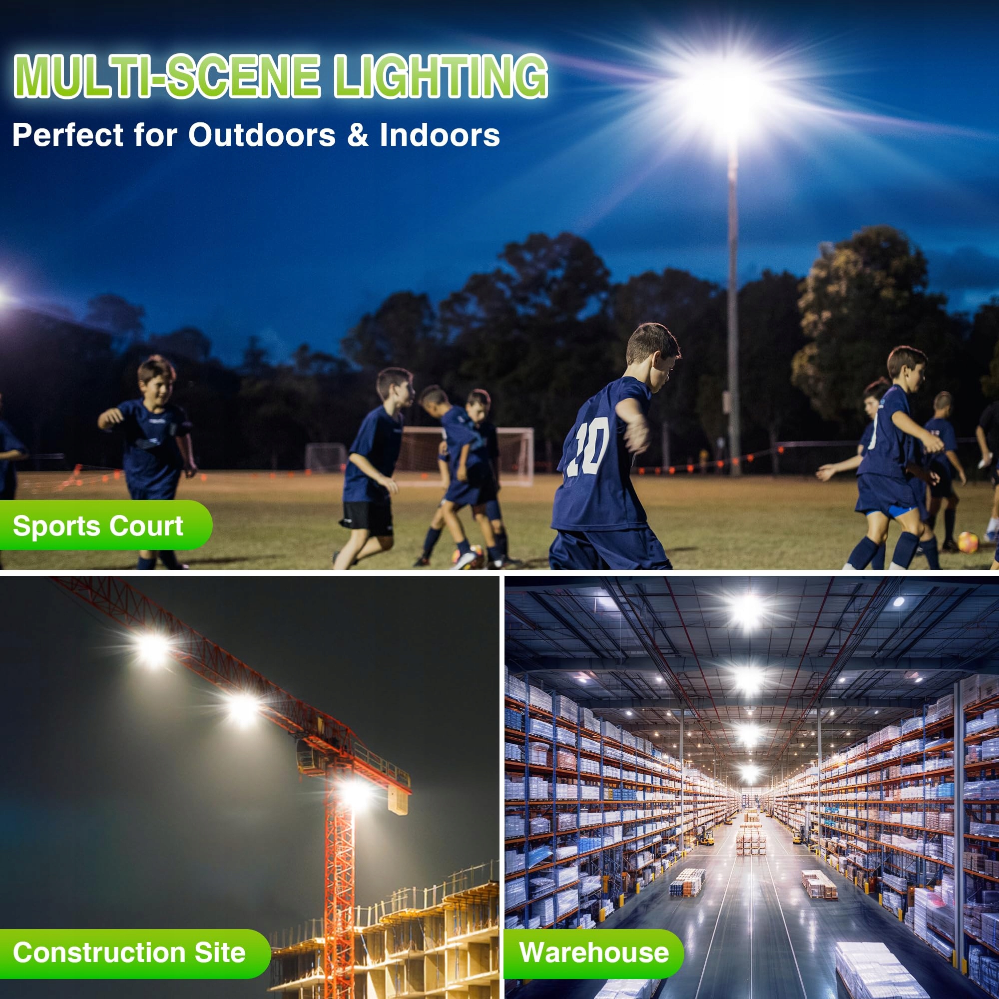 Naświetlacz LED 2 Szt 480W 48000lm 6000K IP66 Do Ogrodu Garażu STASUN — miniatura 5