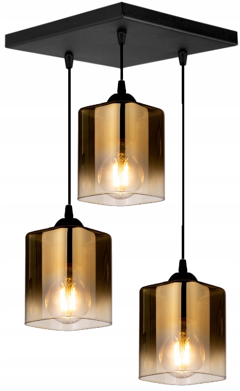 Szklana Lampa Wisząca Sufitowa Żyrandol Plafon Led