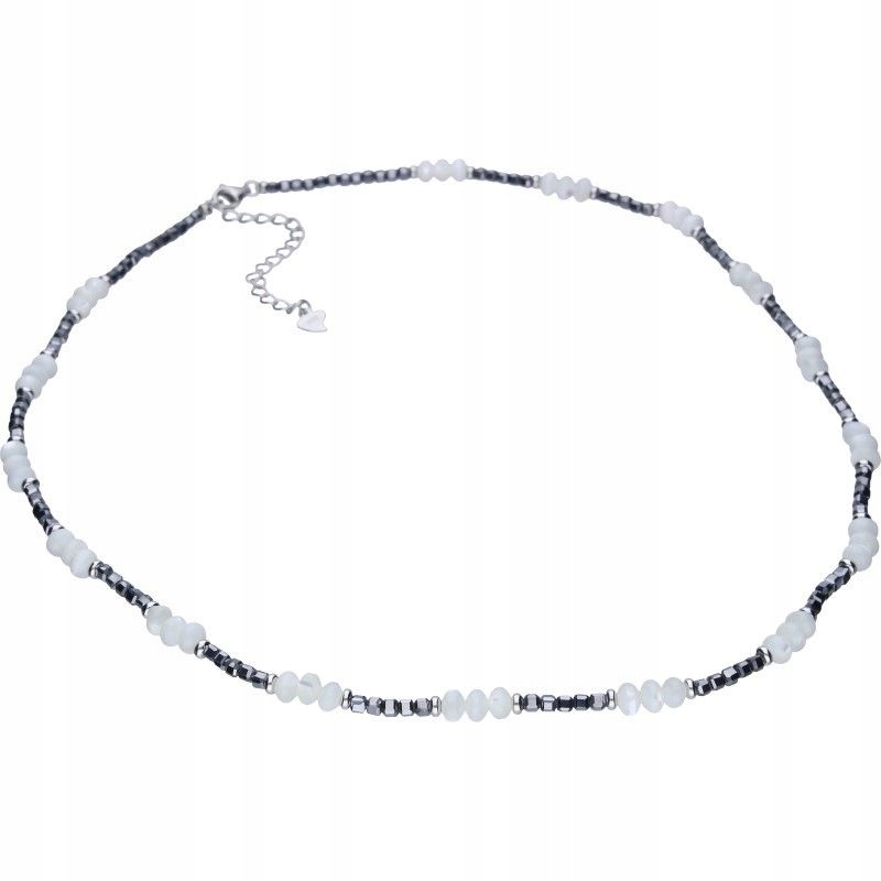 Stříbrný náhrdelník 925 s černými kameny a perlami jako dárek