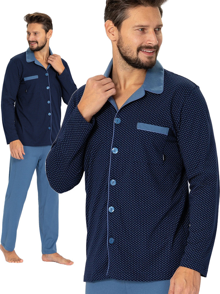 Norbert elegantní rozepínací pyžamo s límečkem [granátové] XXL