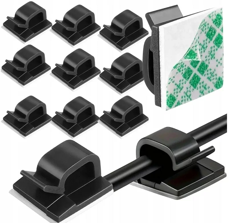 Organizer Do Kabli Samoprzylepny Klips Uchwyt Zaczep 10 Szt Czarne XJ5623