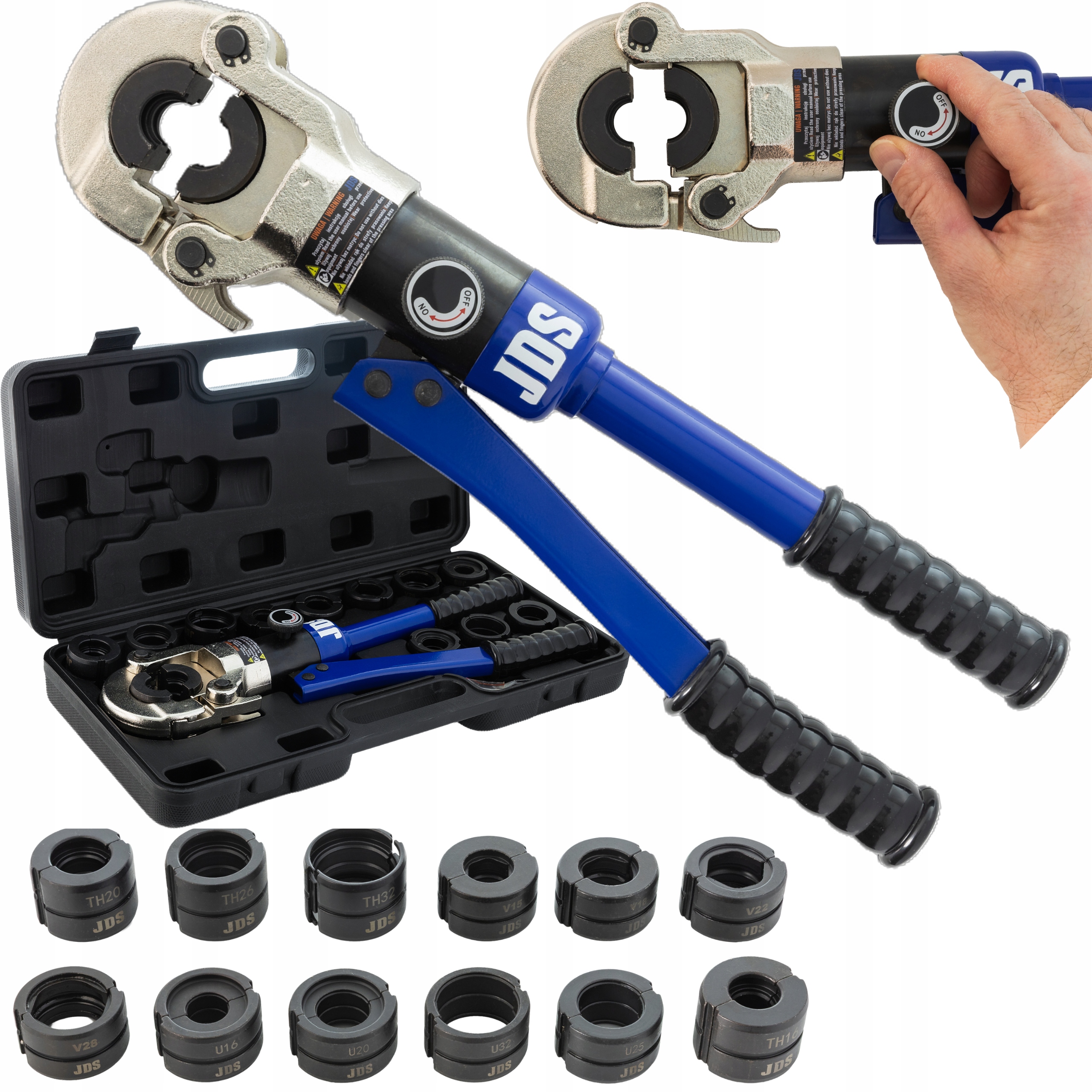 Praska Zaciskarka Do Rur Pex Hydrauliczna Zestaw 12 Matryc Th U V 15-32mm