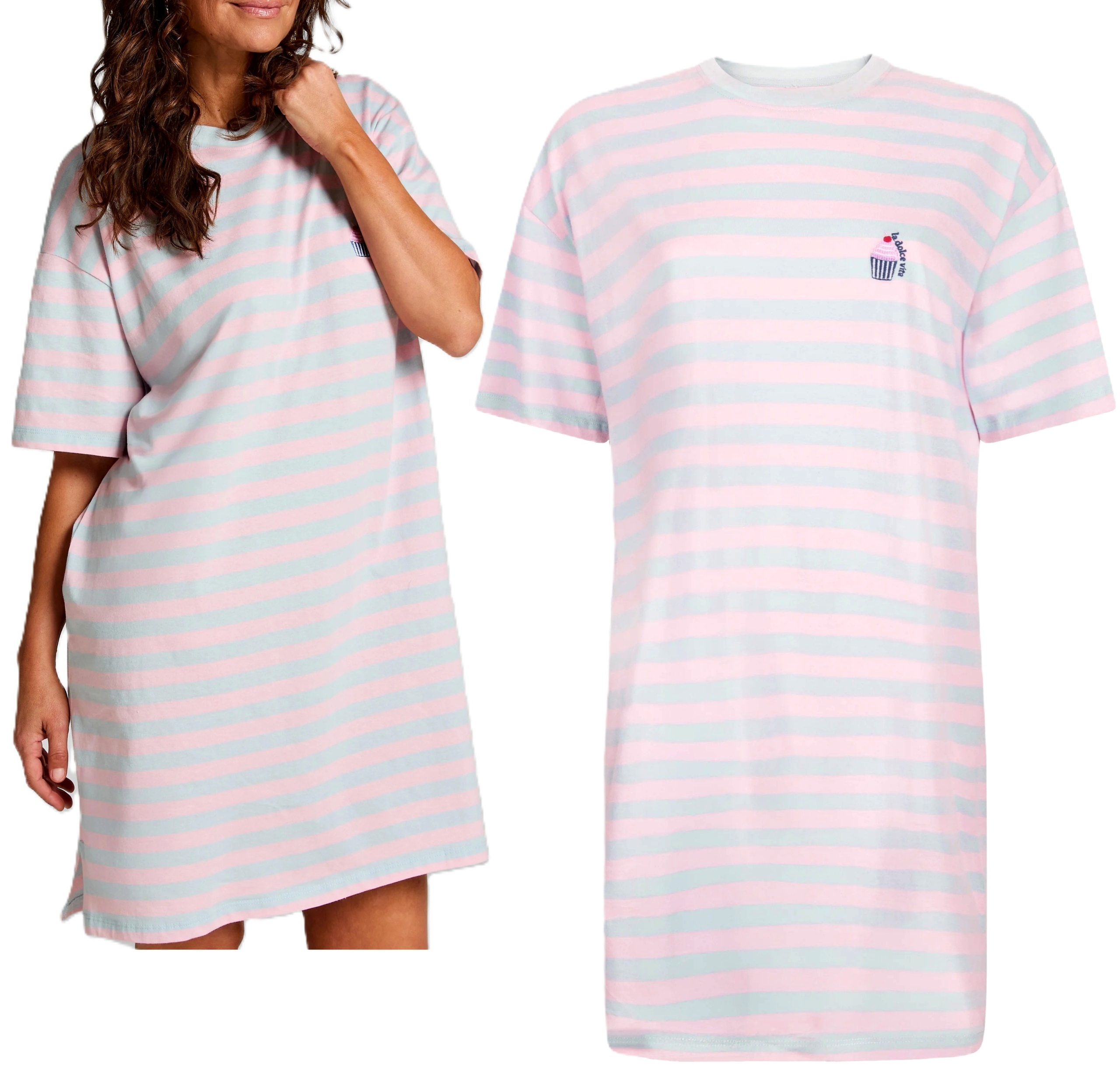 Hunkemoller piżama damska, koszula nocna, t-shirt do spania oversize M/L